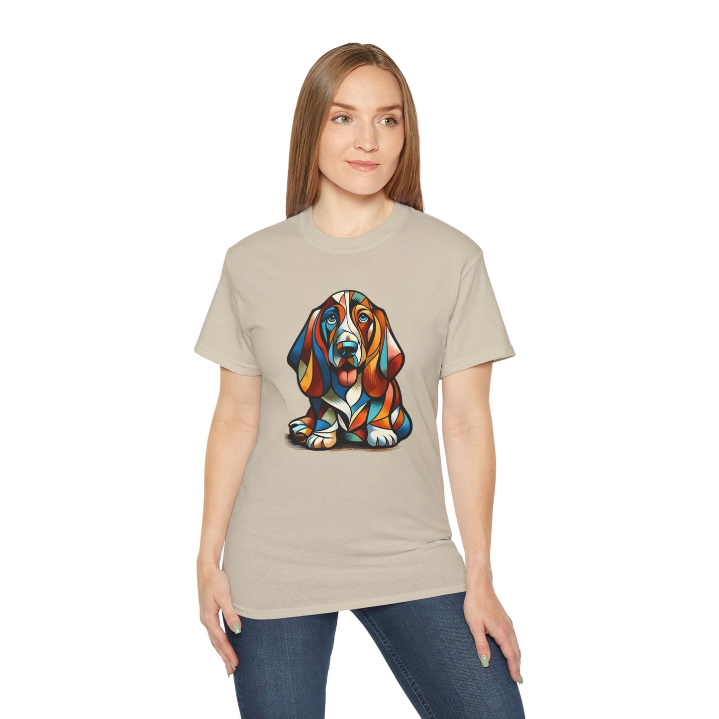“Petcasso Pup – The Bold Basset Hound Tee”