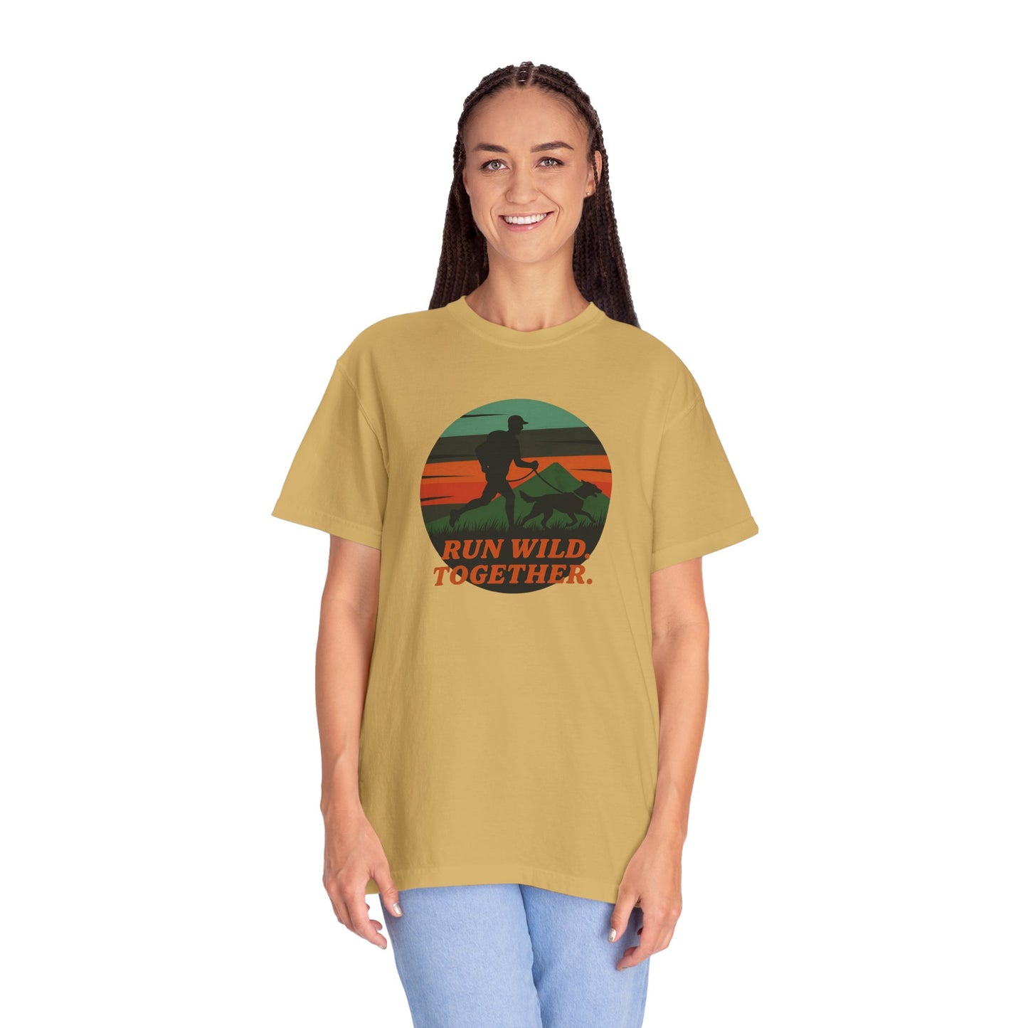 Canicross - Unisex Garment-Dyed T-Shirt - Run Wild Together Adventure Tee
