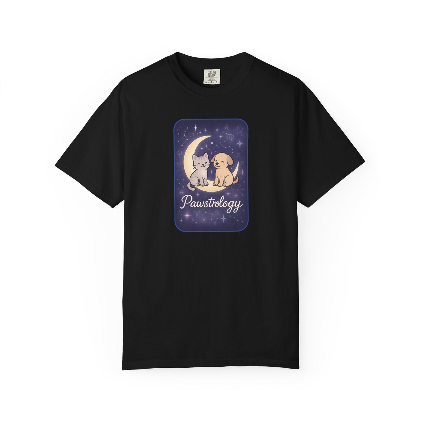 Pawstrology Graphic T-shirt, Cute Pet Astrology Tee, Unisex Animal Lover Shirt, Gifts for Cat Dog Owners, Celestial Pet Apparel