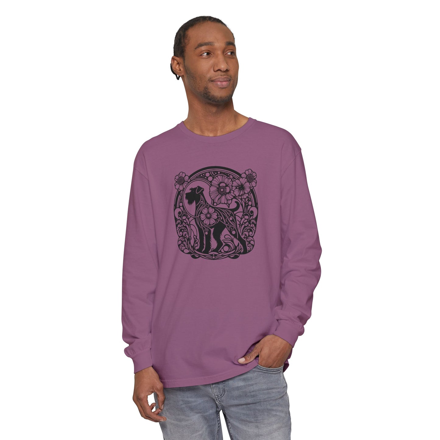 Floral Dog Long Sleeve T-Shirt - Unisex Tee for Animal Lovers