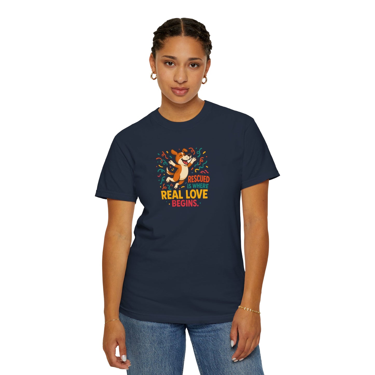 Rescue Love T-Shirt, Unisex Dog Lover Tee, Adoption Awareness Shirt, Pet Rescue Apparel, Gift for Animal Lovers