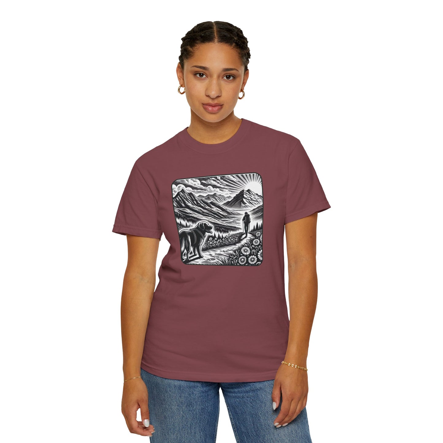 Hiker Unisex Garment-Dyed T-Shirt with Nature Design - Perfect for Outdoor Lovers