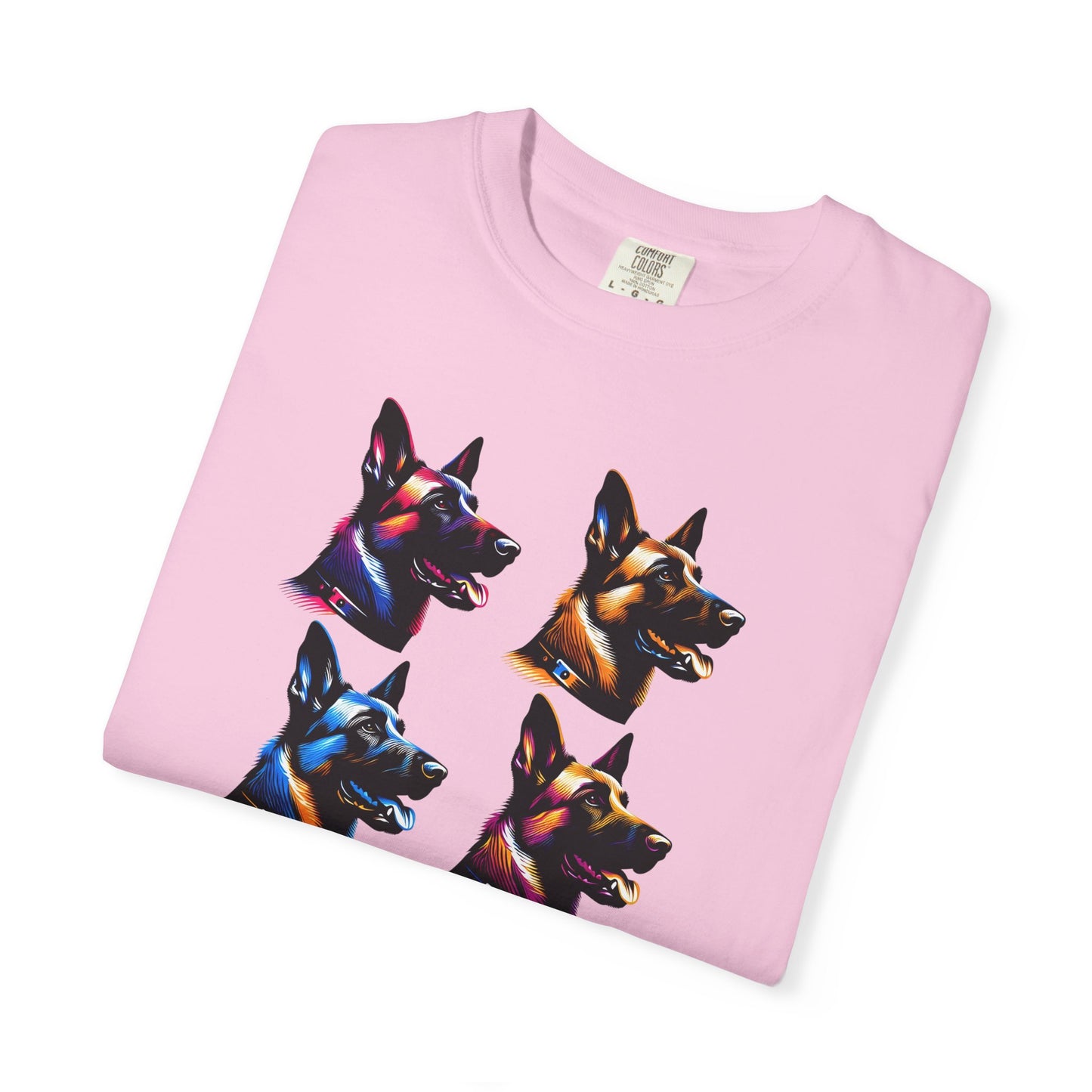 Colorful Belgium Malinois Portrait Unisex Garment-Dyed T-Shirt