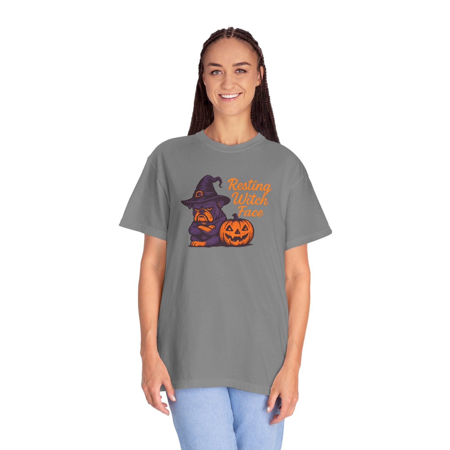 Halloween Bulldog Witch T-Shirt, Funny Resting Witch Face Tee