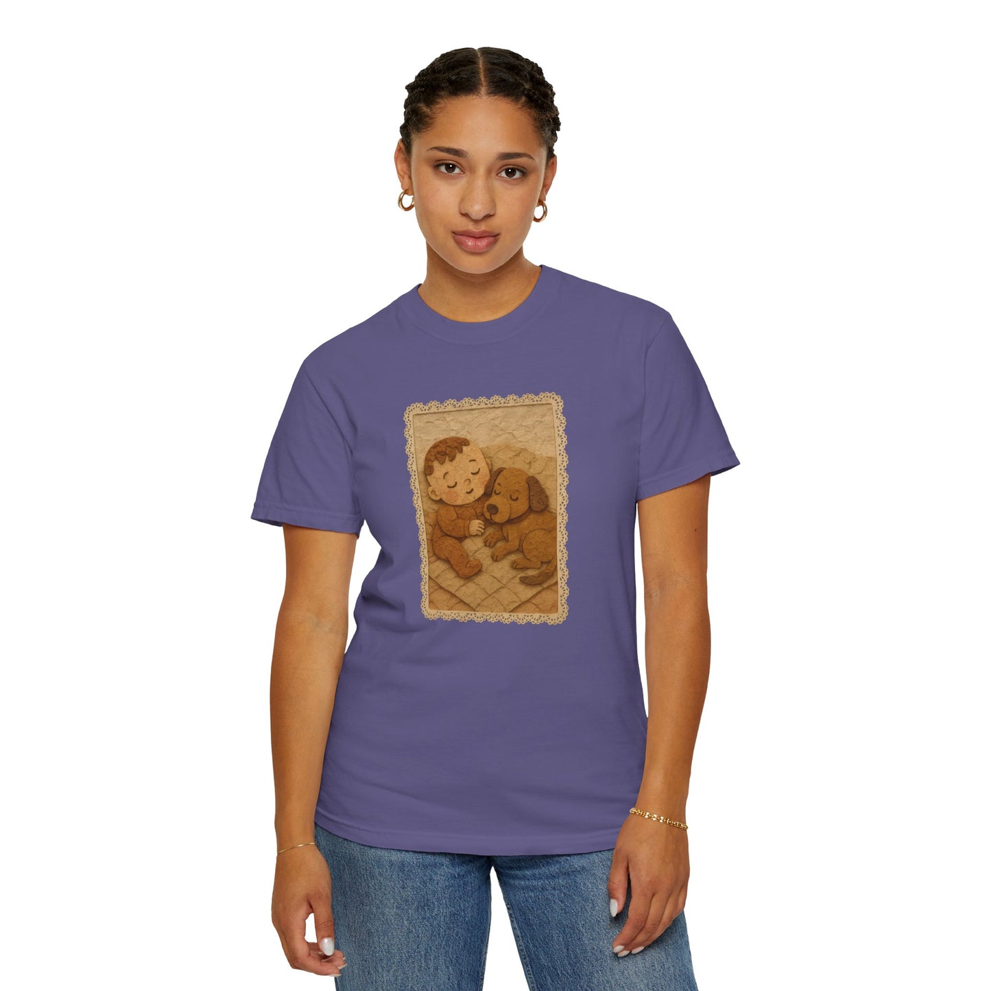 Cute Baby & Puppy Graphic Tee, Cozy Shirt for Dog Lovers and Parents, Gifts for Baby Showers, Birthdays, or Any Celebration
