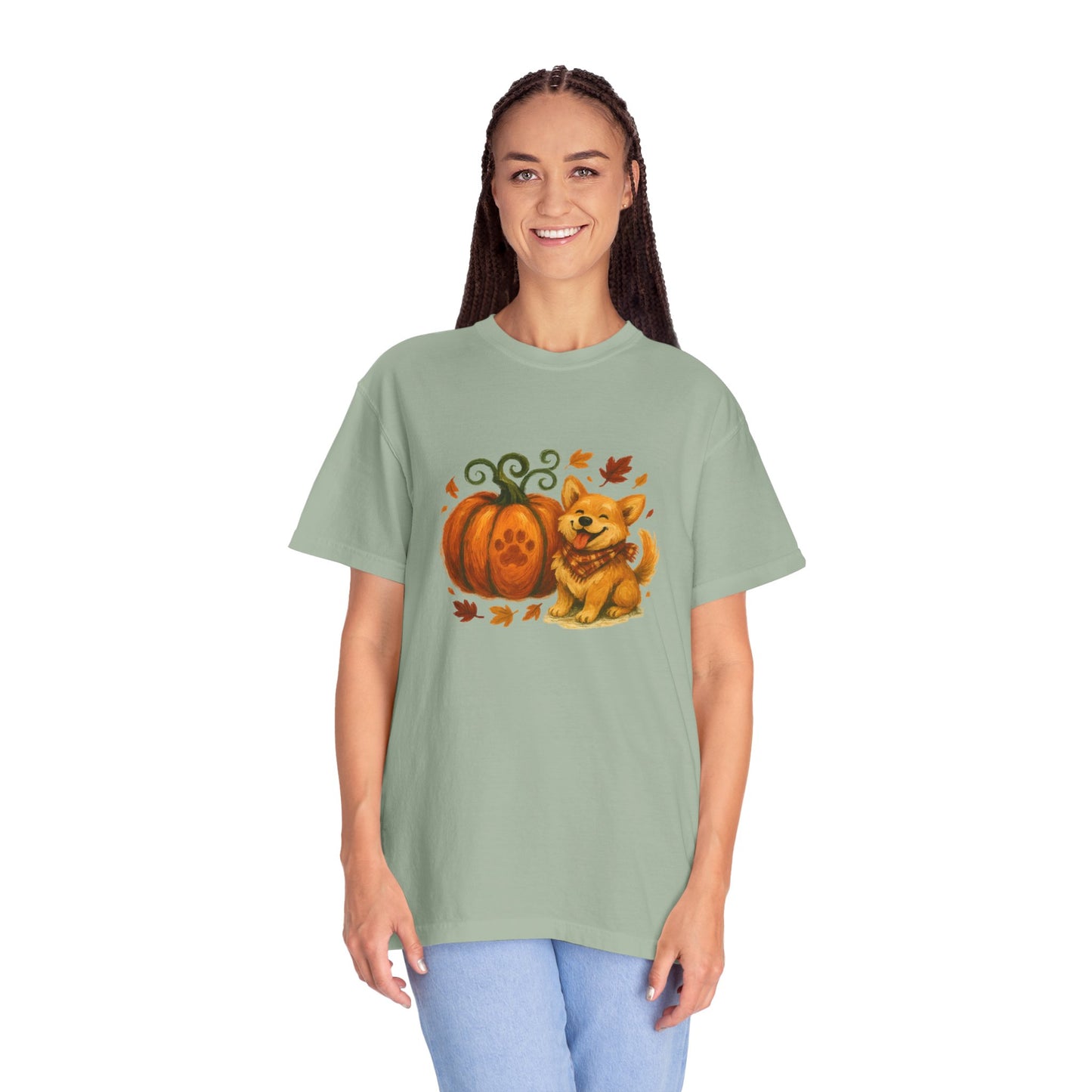 Autumn Corgi with a Pumpkin T-Shirt