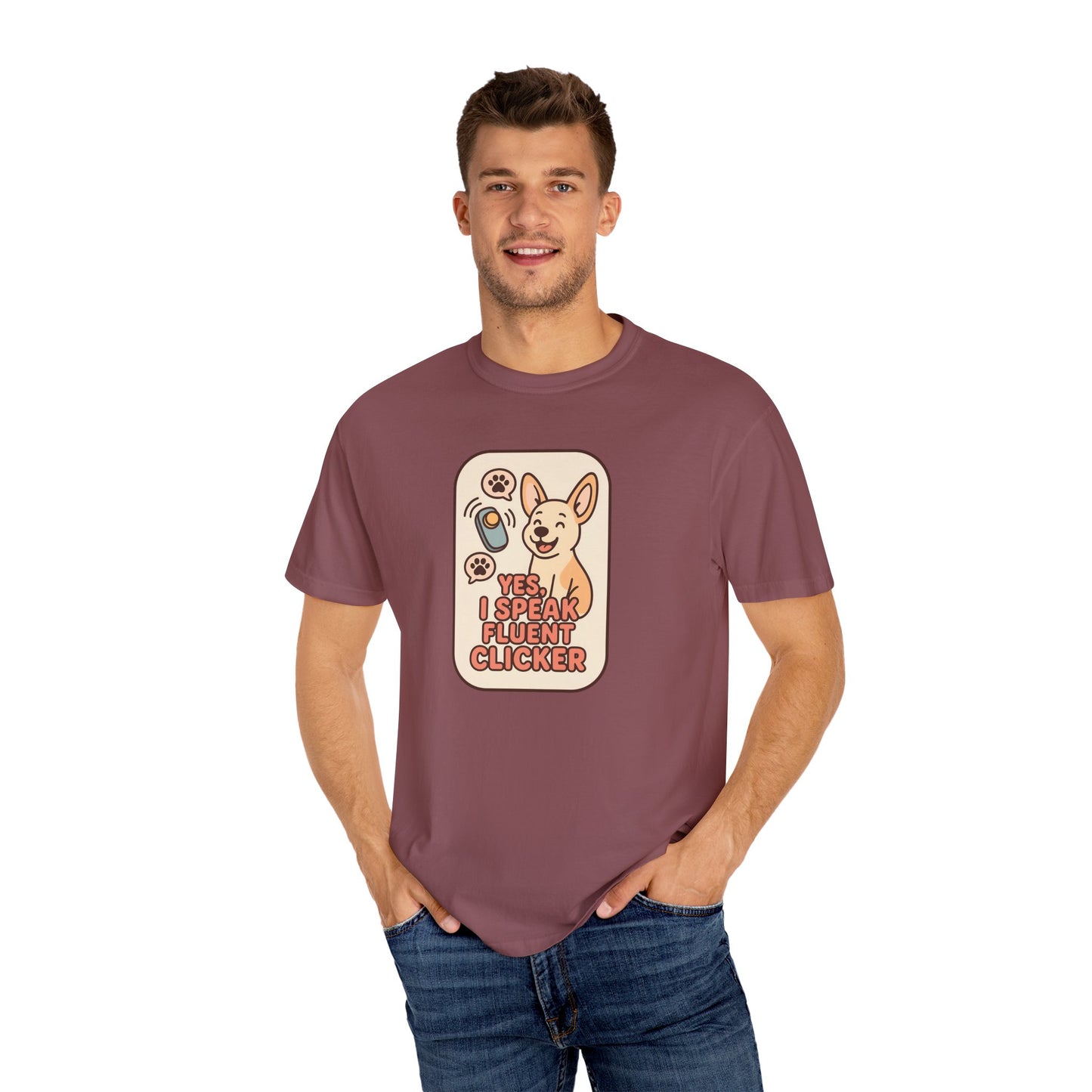 Yes, I Speak Fluent Clicker T-Shirt | Dog Trainer Gift, Animal Lover Apparel, Fun Pet Owner Top, Unique Graphic Tee, Funny Gift