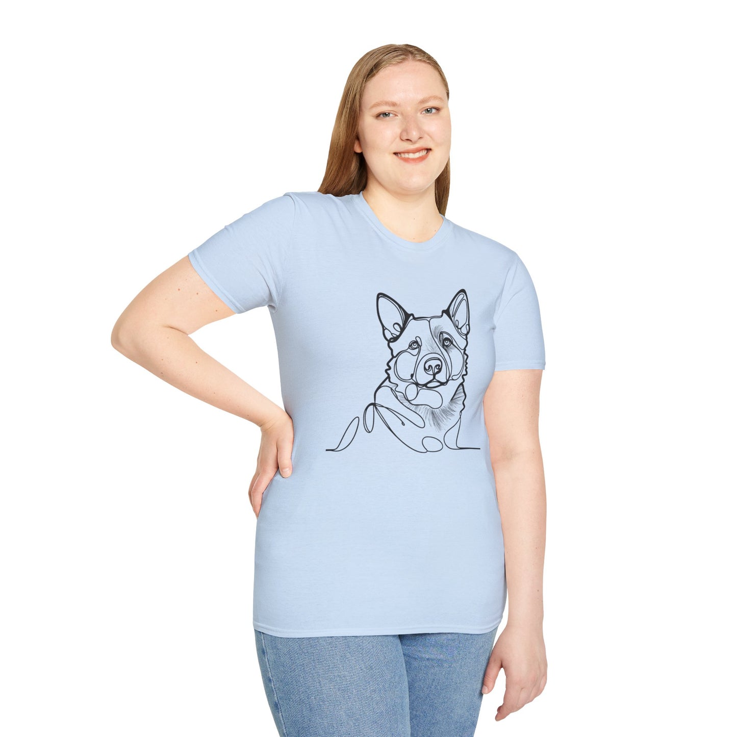 Blue Heeler Line Art Tee – Minimalist Dog Outline Design
