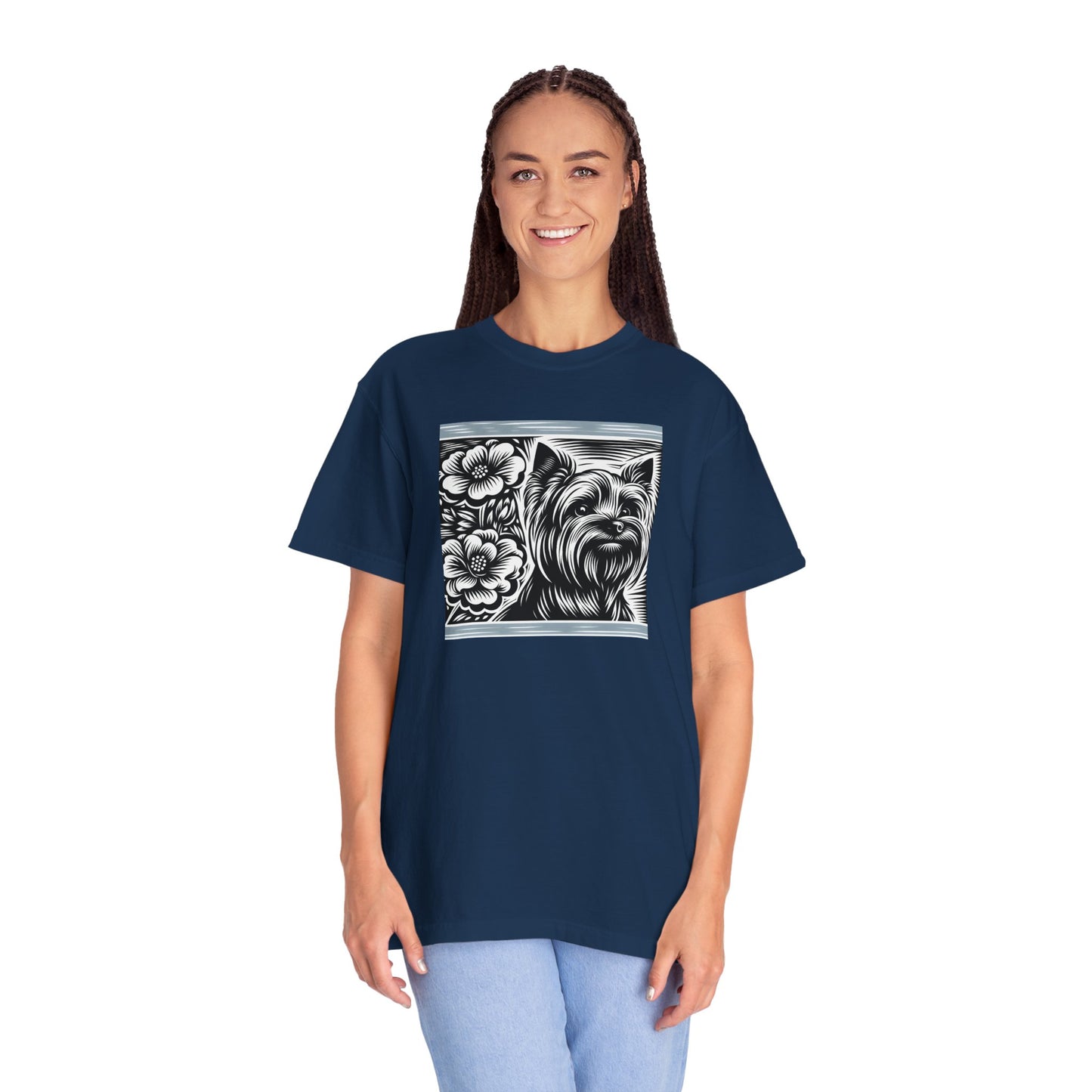 Cute Yorkie Floral T-Shirt for Dog Lovers