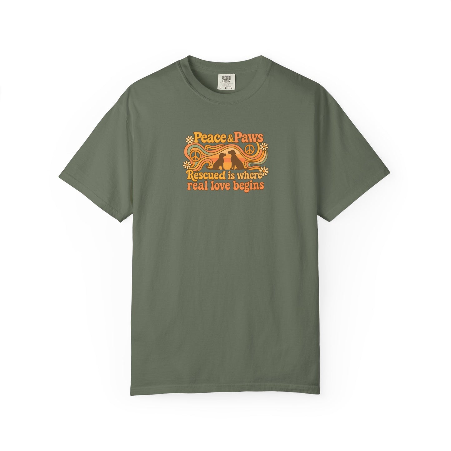 Peace & Paws T-Shirt, Vintage Style Tee