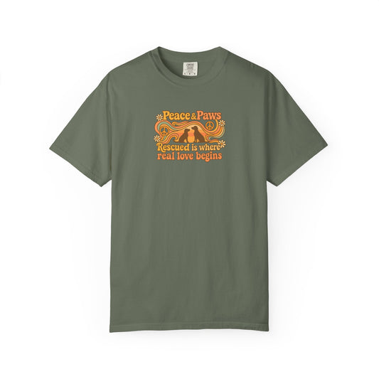 Peace & Paws T-Shirt, Vintage Style Tee
