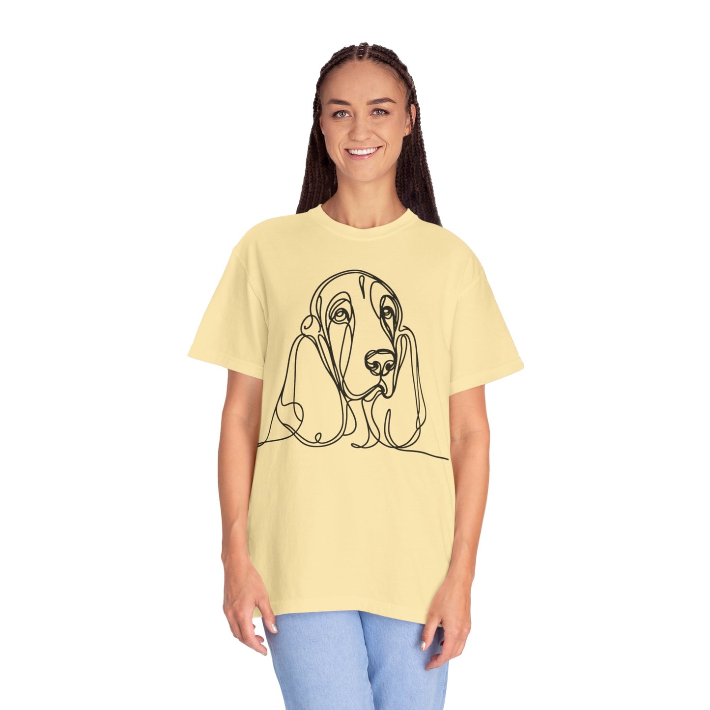 Basset Hound Line Art T-Shirt | Unisex Garment-Dyed Tee