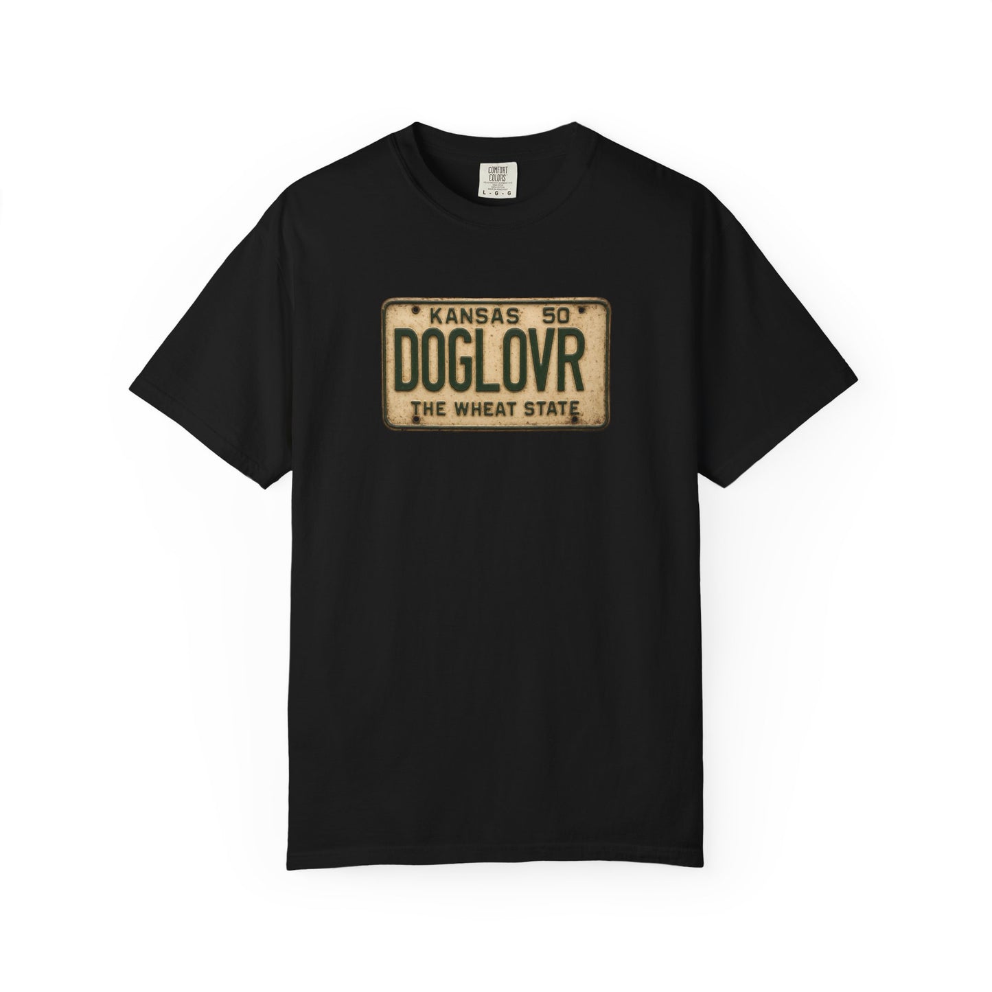 Vintage Kansas DOGLOVR State License Plate T-Shirt
