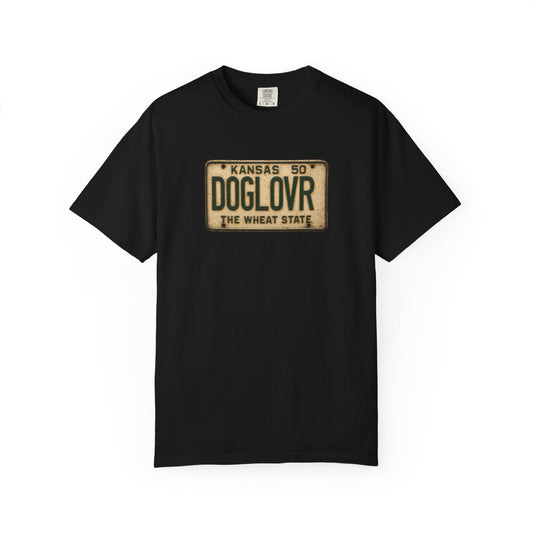 Vintage Kansas DOGLOVR State License Plate T-Shirt