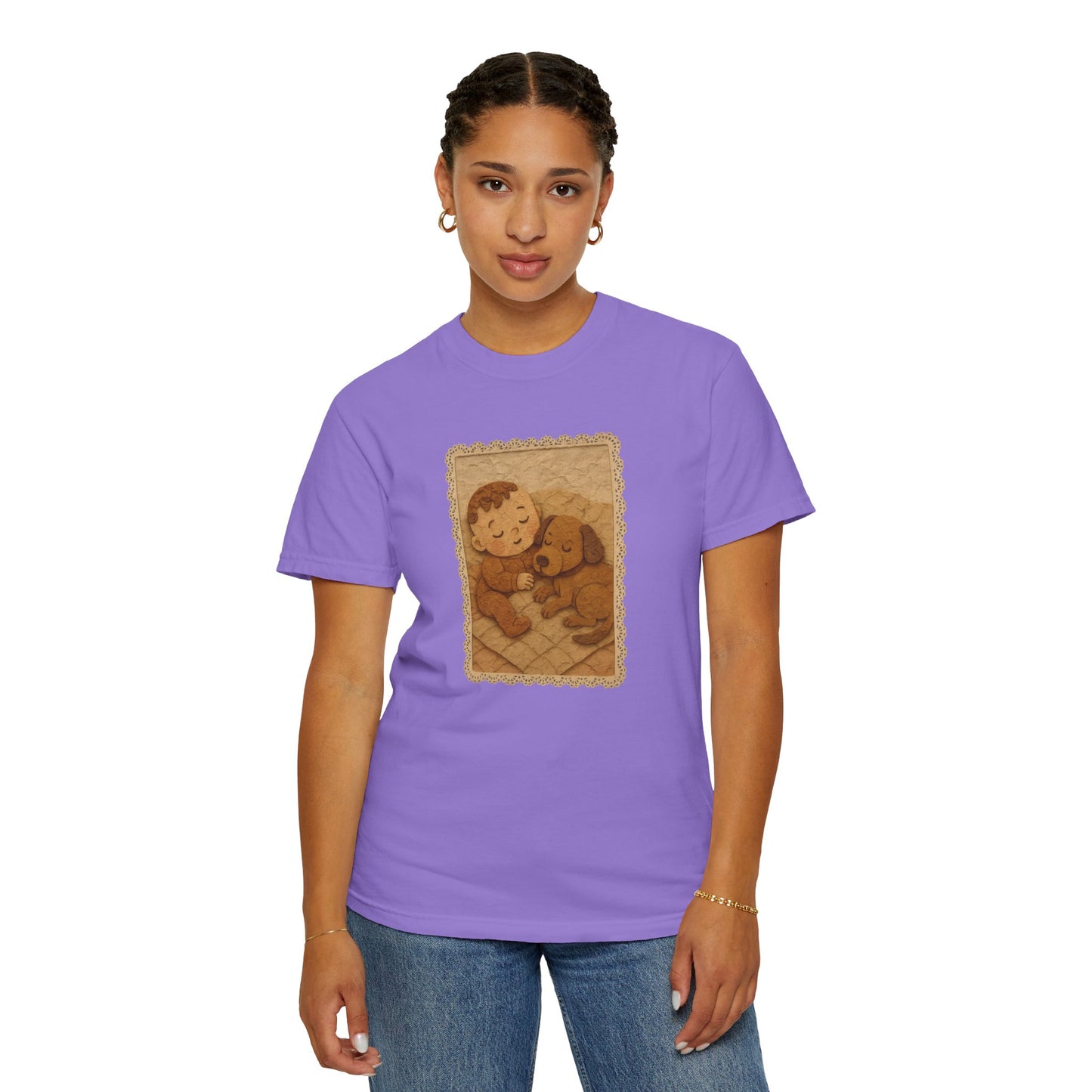 Cute Baby & Puppy Graphic Tee, Cozy Shirt for Dog Lovers and Parents, Gifts for Baby Showers, Birthdays, or Any Celebration