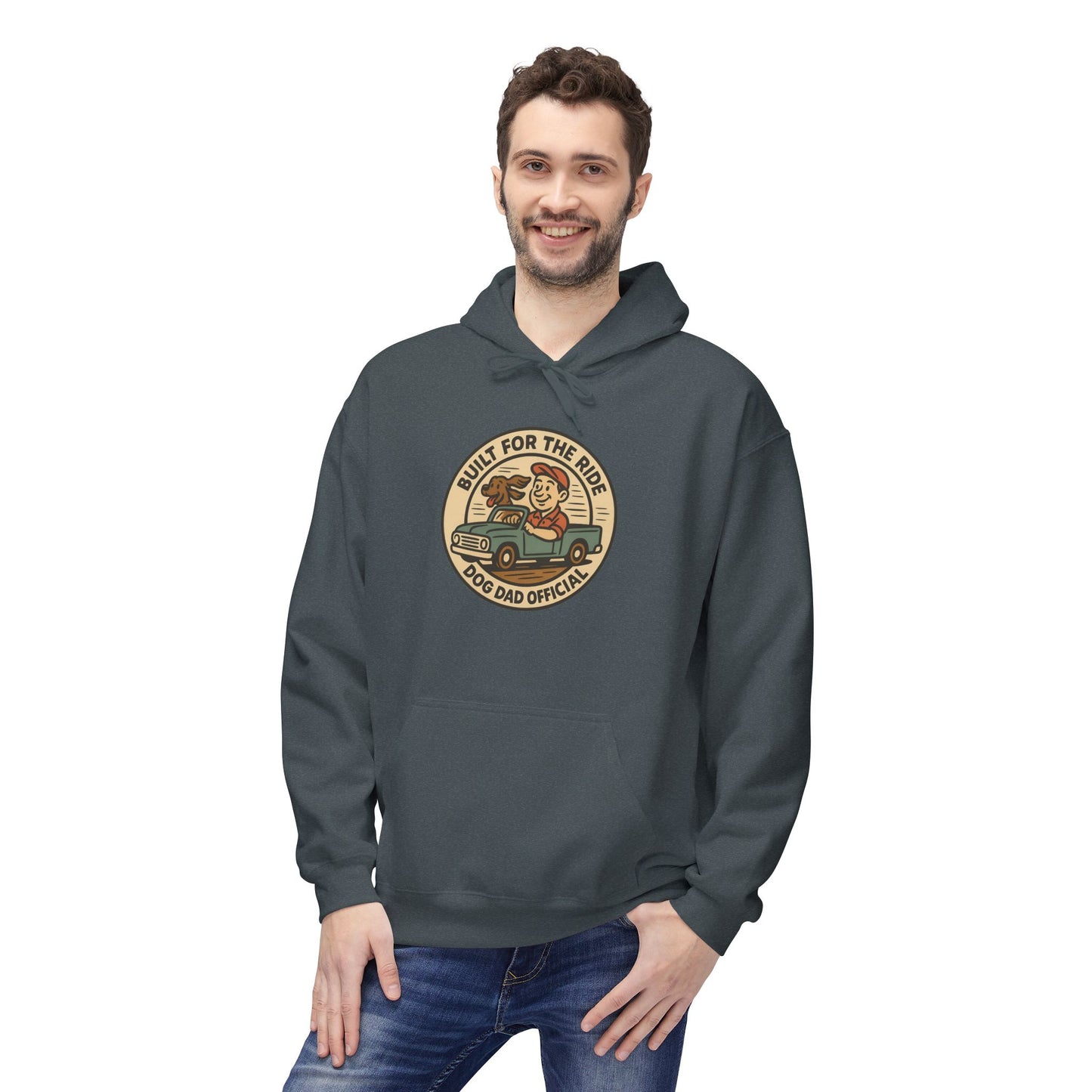 Dog Dad Fleece Hoodie, Unisex Softstyle Hooded Sweatshirt, Perfect Gift for Dog Lovers, Comfortable and Stylish