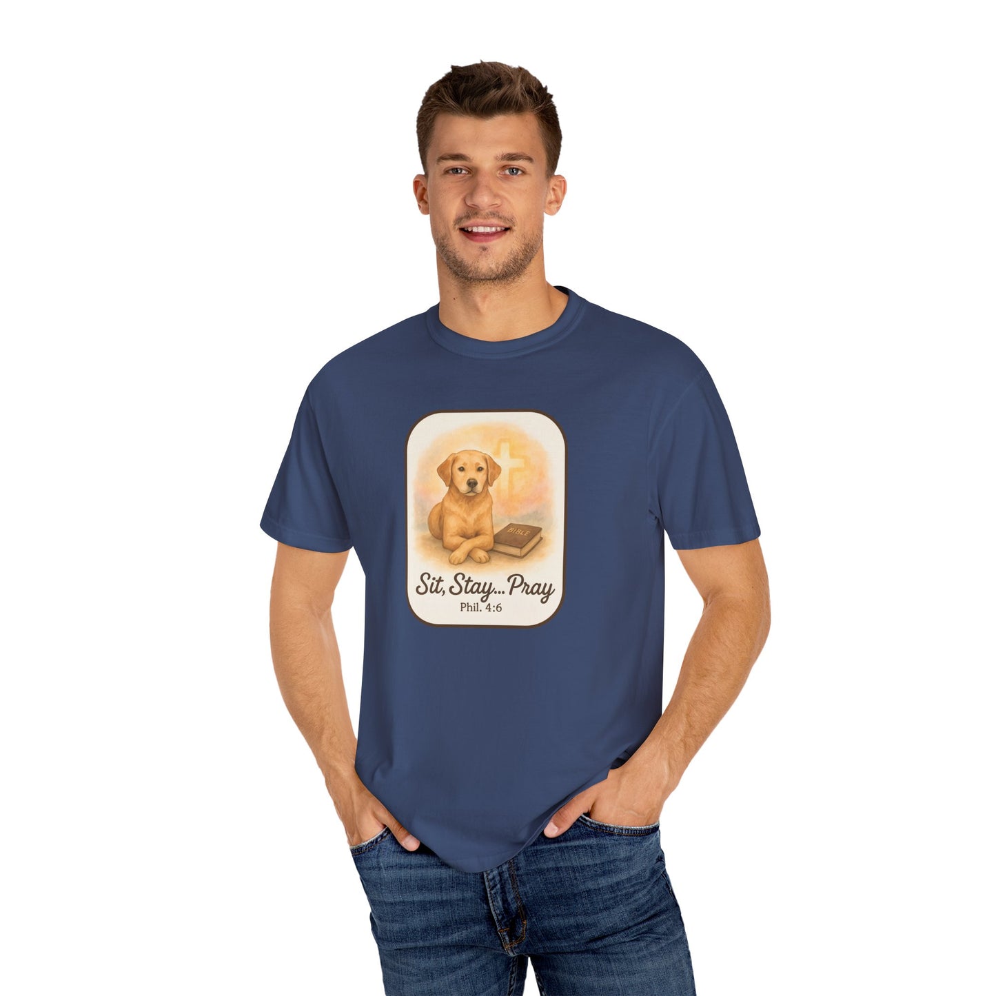 Faith-Inspired Dog Lovers T-Shirt, Unisex Tee, Gift for Pet Owners, Friendship Apparel, Casual Church Wear, Stay Pray Dog Design