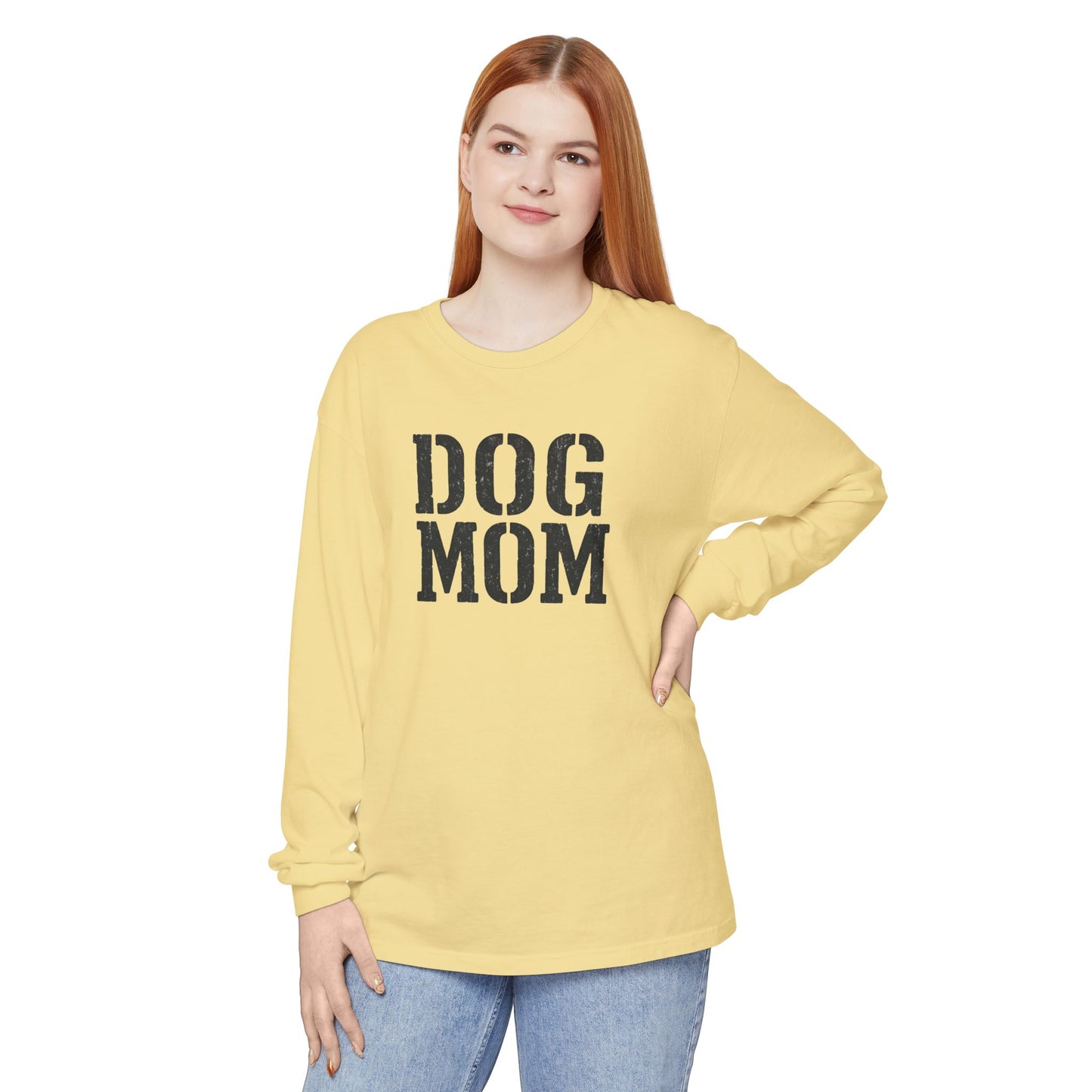 Dog Mom Long Sleeve T-Shirt | Gift for Dog Lovers, Casual Wear, Pet Owner Apparel, Perfect for Birthdays, Mother’s Day