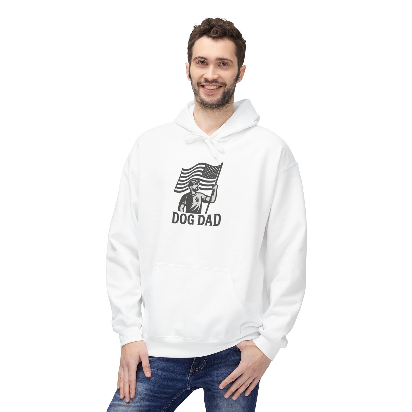 Dog Dad Fleece Hoodie, Unisex Softstyle Hooded Sweatshirt, Perfect Gift for Dog Lovers, Comfortable and Stylish