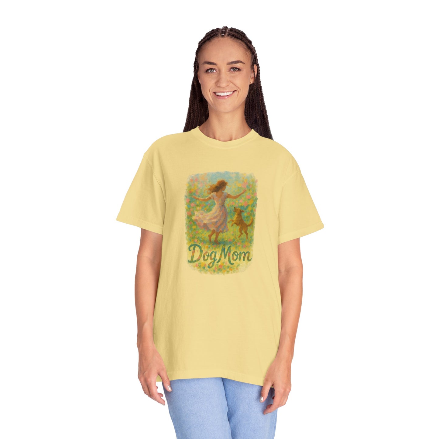 Dog Mom T-Shirt, Cute Animal Lover Tee, Gift for Pet Moms, Garment-Dyed T-Shirt, Casual Summer Shirt, Birthday Gift, Dog Lover Merchandise