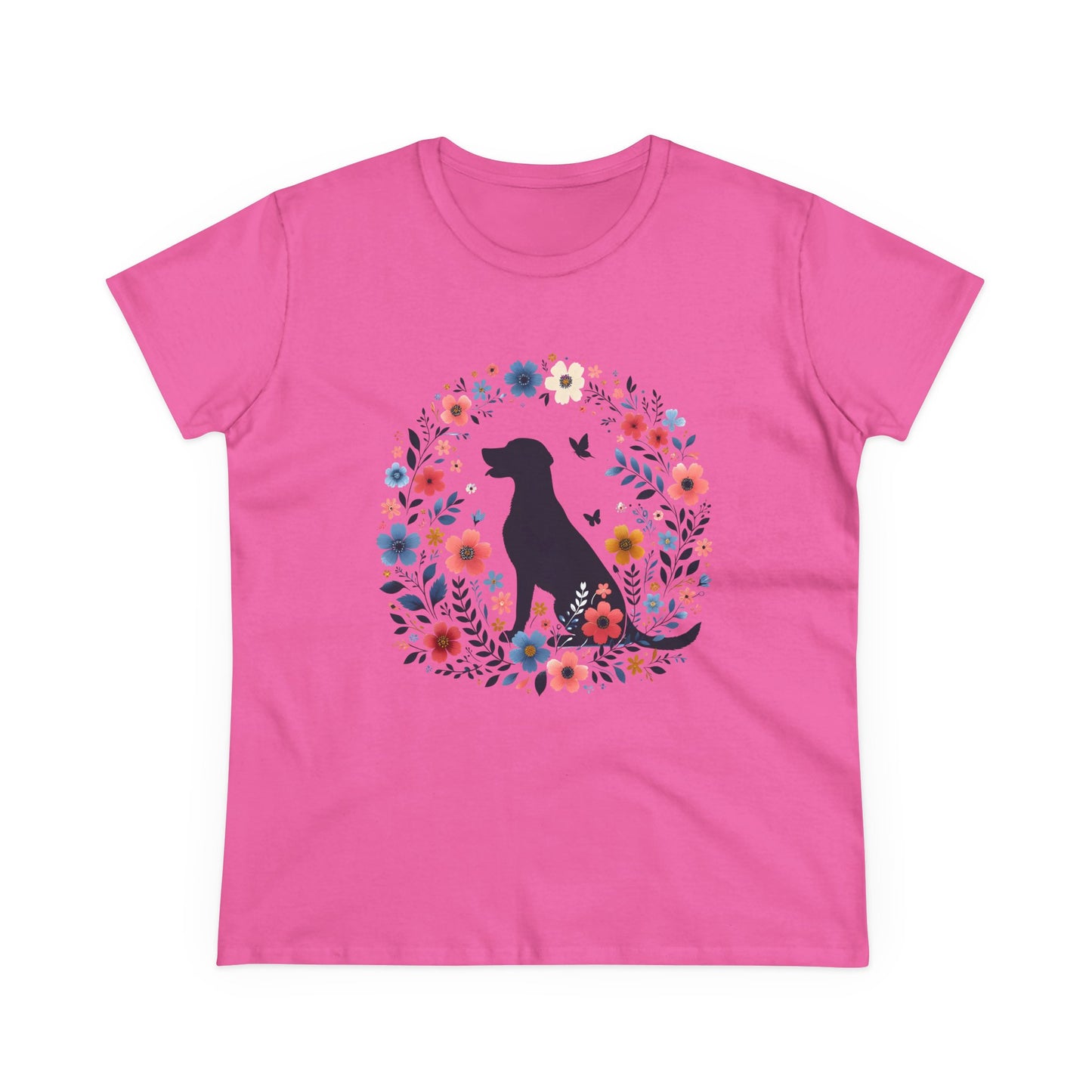 Floral Dog Lover Tee, Cute Pet Shirt, Women’s Casual Cotton Tee, Gift for Dog Moms, Summer Style T-Shirt, Animal Lover Apparel