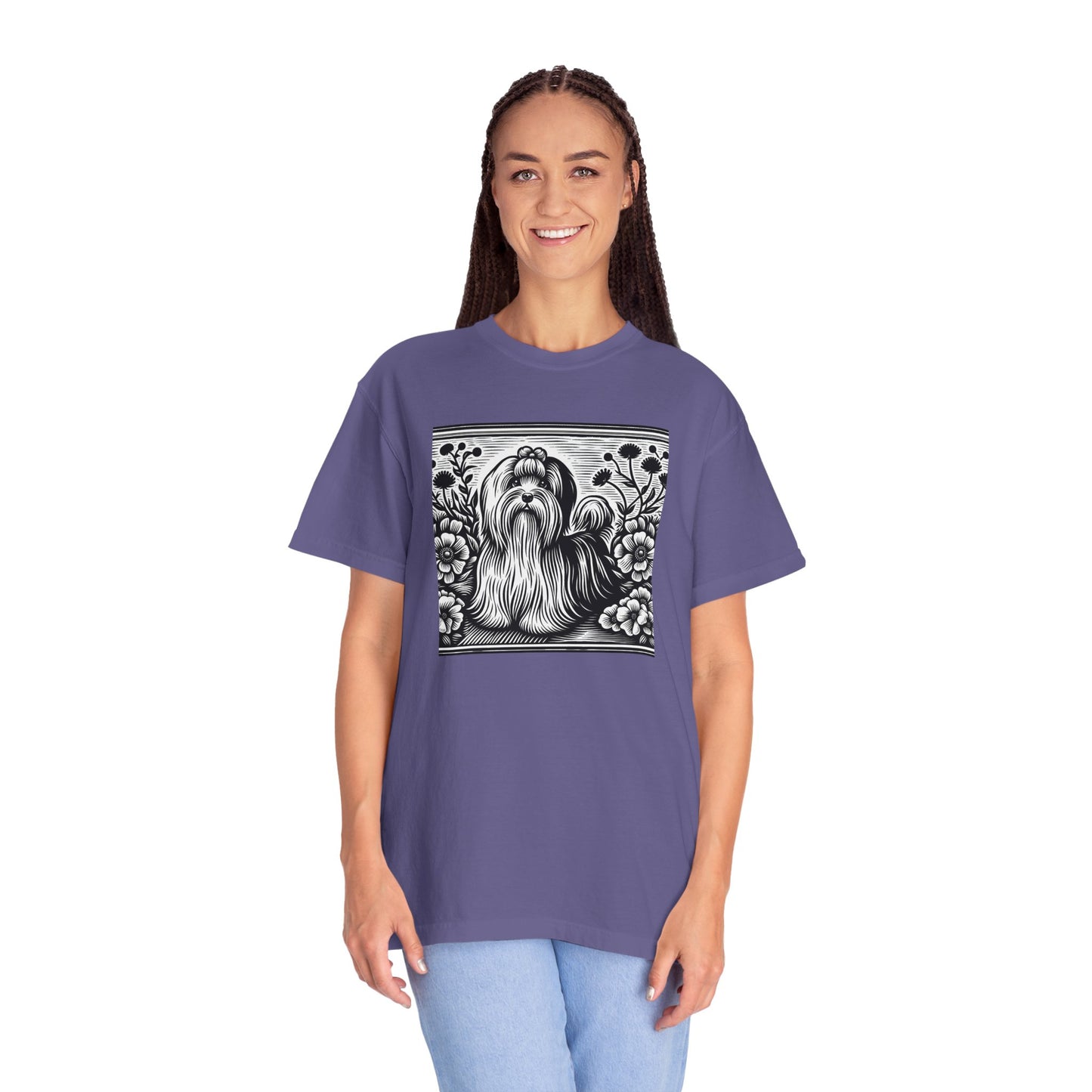 Havanese - Unisex Garment-Dyed T-shirt with Floral Dog Design - Perfect for Pet Lovers