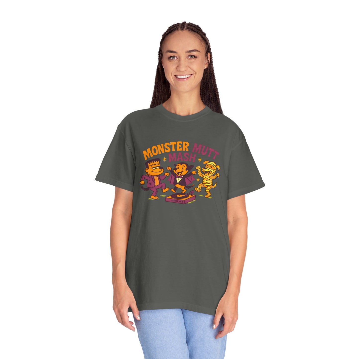 Monster Mutt Mash T-Shirt, Unisex Halloween Tee, Fun Graphic Tee for Pet Lovers, Cute Dog Shirt, Spooky Season Apparel