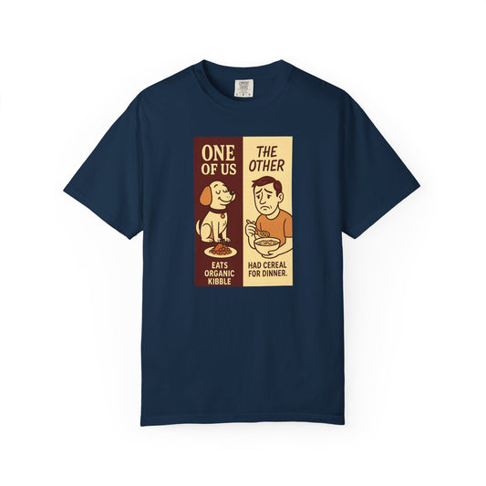 Organic Kibble T-Shirt, Funny Pet Lover Tee, Casual Unisex Apparel, Dog and Cat Humor, Gift for Animal Lovers