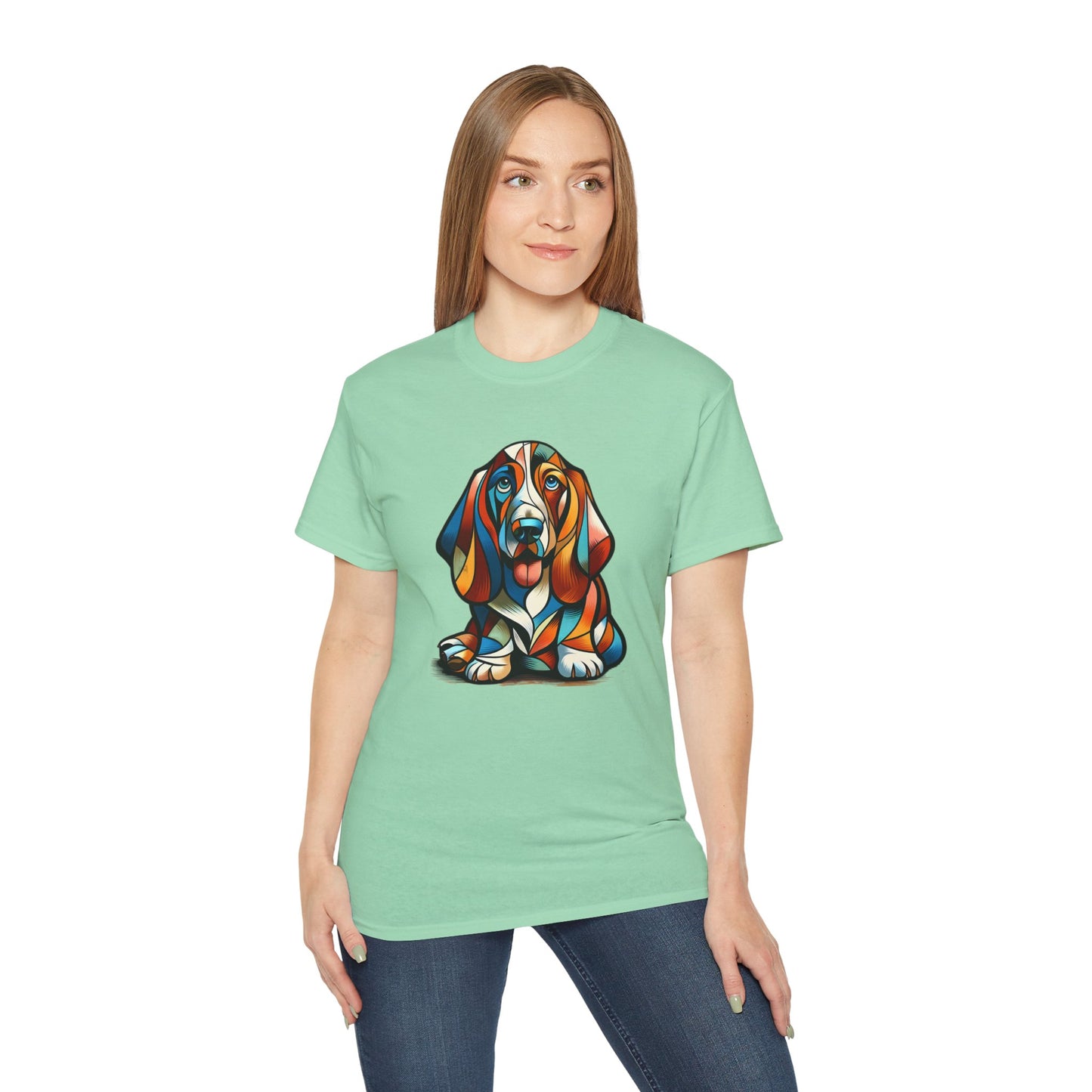 “Petcasso Pup – The Bold Basset Hound Tee”