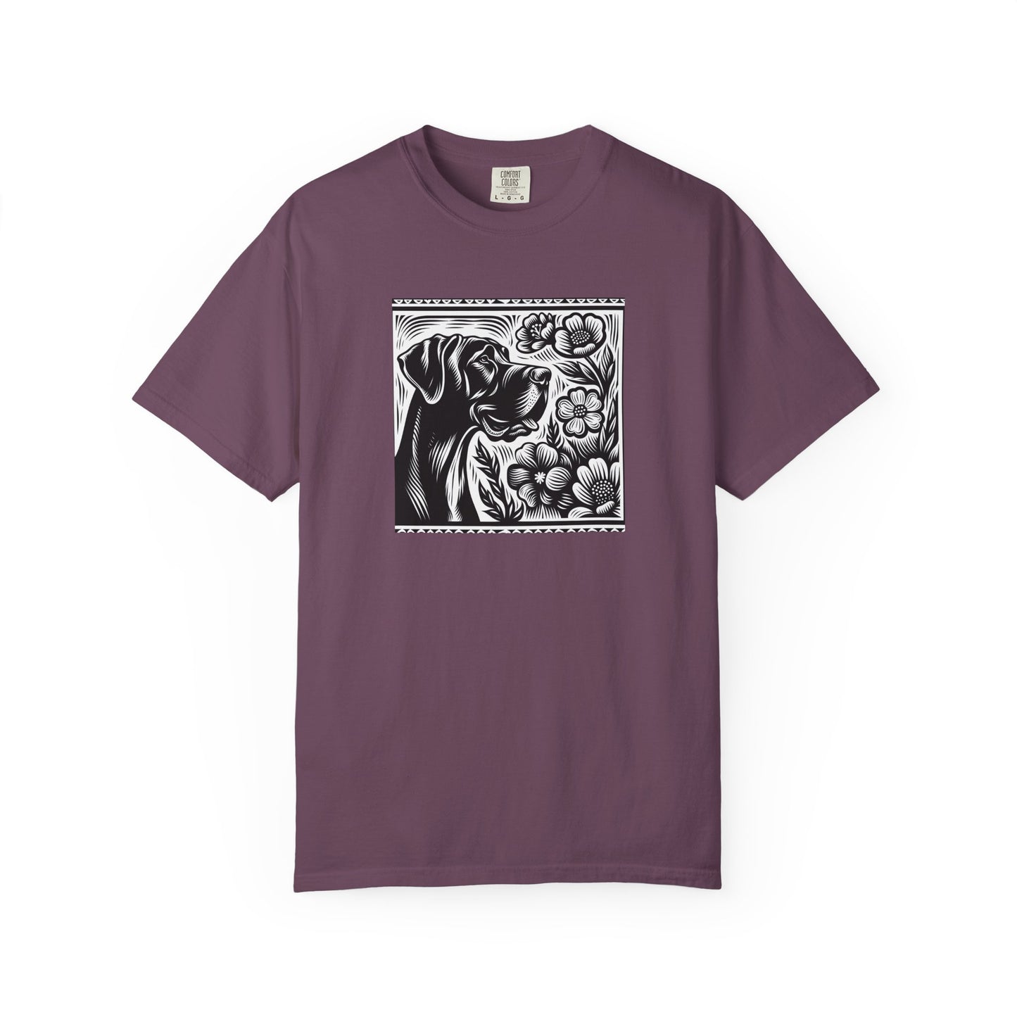 Great Dane Dog Lover's Floral Print T-Shirt | Unisex Garment-Dyed Tee