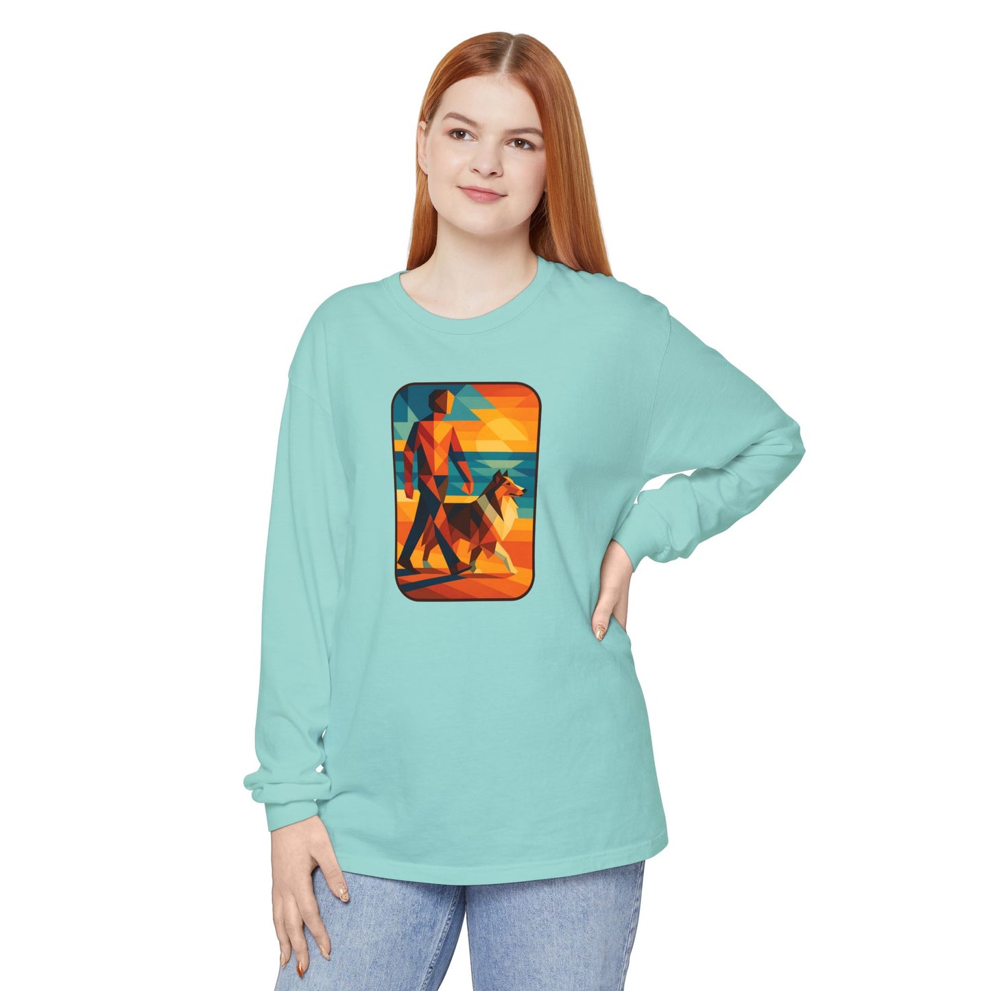 Vibrant Dog Walking Design, Unisex Shirt, Gift for Pet Lovers, Beach Vibe T-Shirt, Cozy Everyday Wear