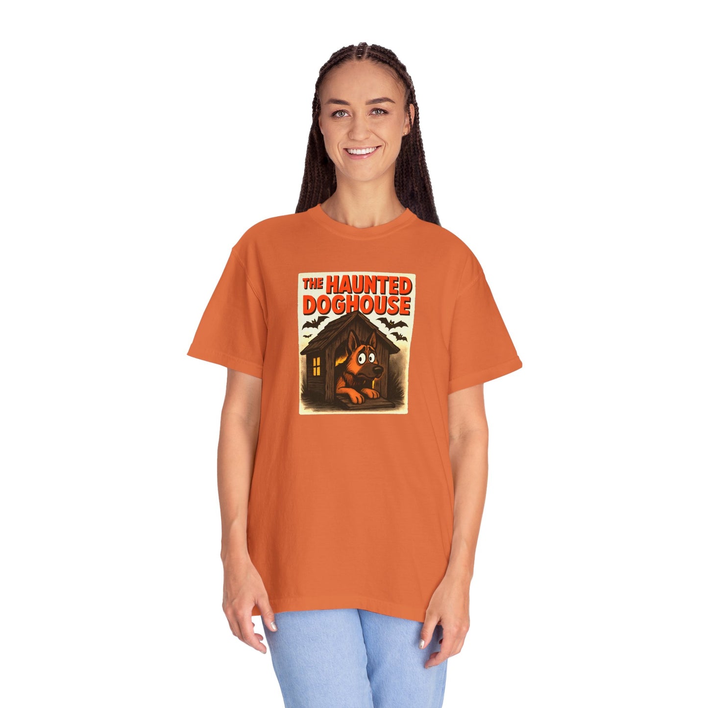 Haunted Doghouse Unisex T-Shirt, Halloween Tees, Dog Lover Shirt, Spooky Graphic Tee, Fun Casual Wear