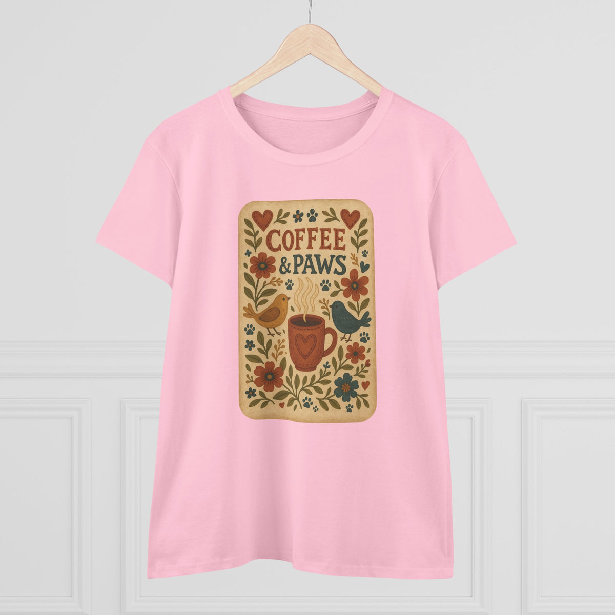 Coffee & Paws Women's Tee - Cozy Cotton Shirt for Pet Lovers