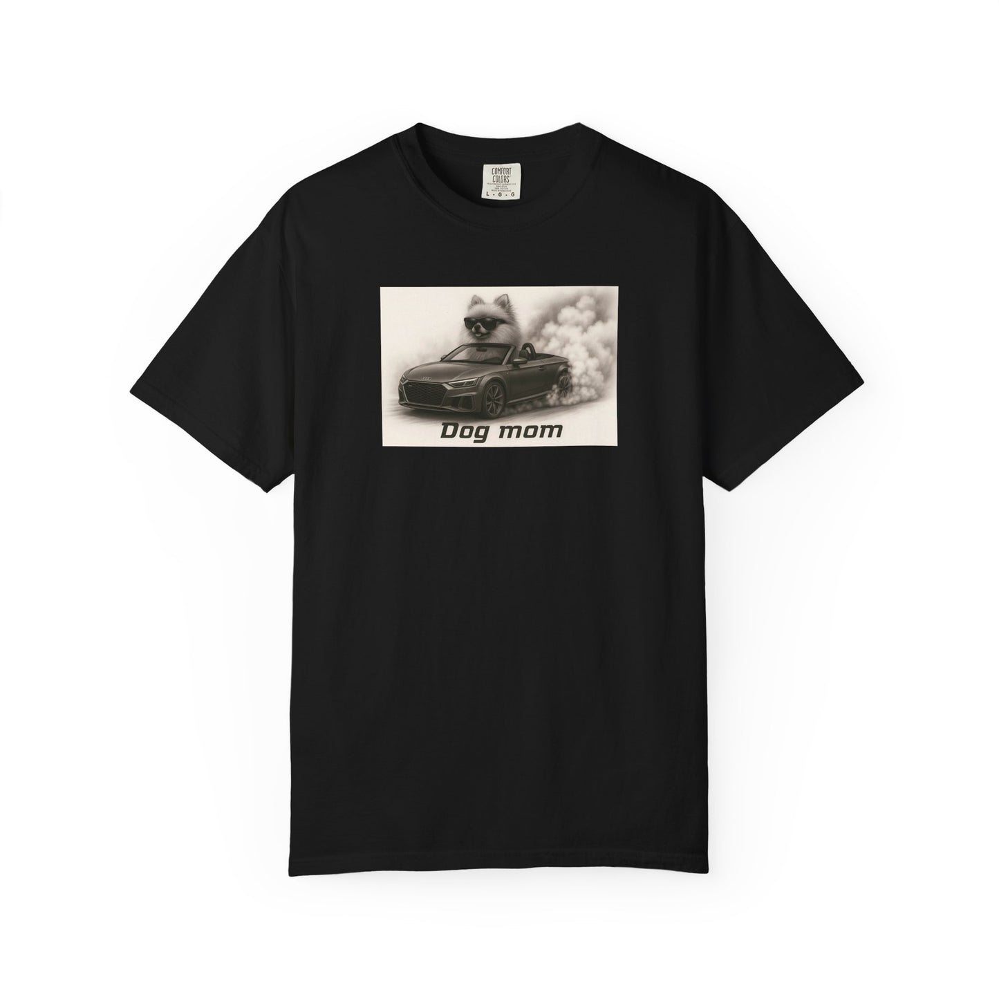 Dog Mom - Pomeranian - “Cool Dogs in Cool Cars” T-Shirt Collection