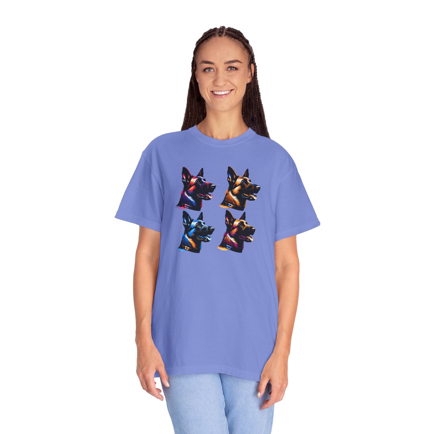 Colorful Belgium Malinois Portrait Unisex Garment-Dyed T-Shirt
