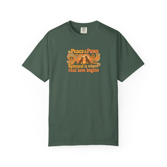 Peace & Paws T-Shirt, Perfect Gift for Couples, Vintage Style Tee, Unisex Casual Wear, Summer Fashion, Statement Shirt