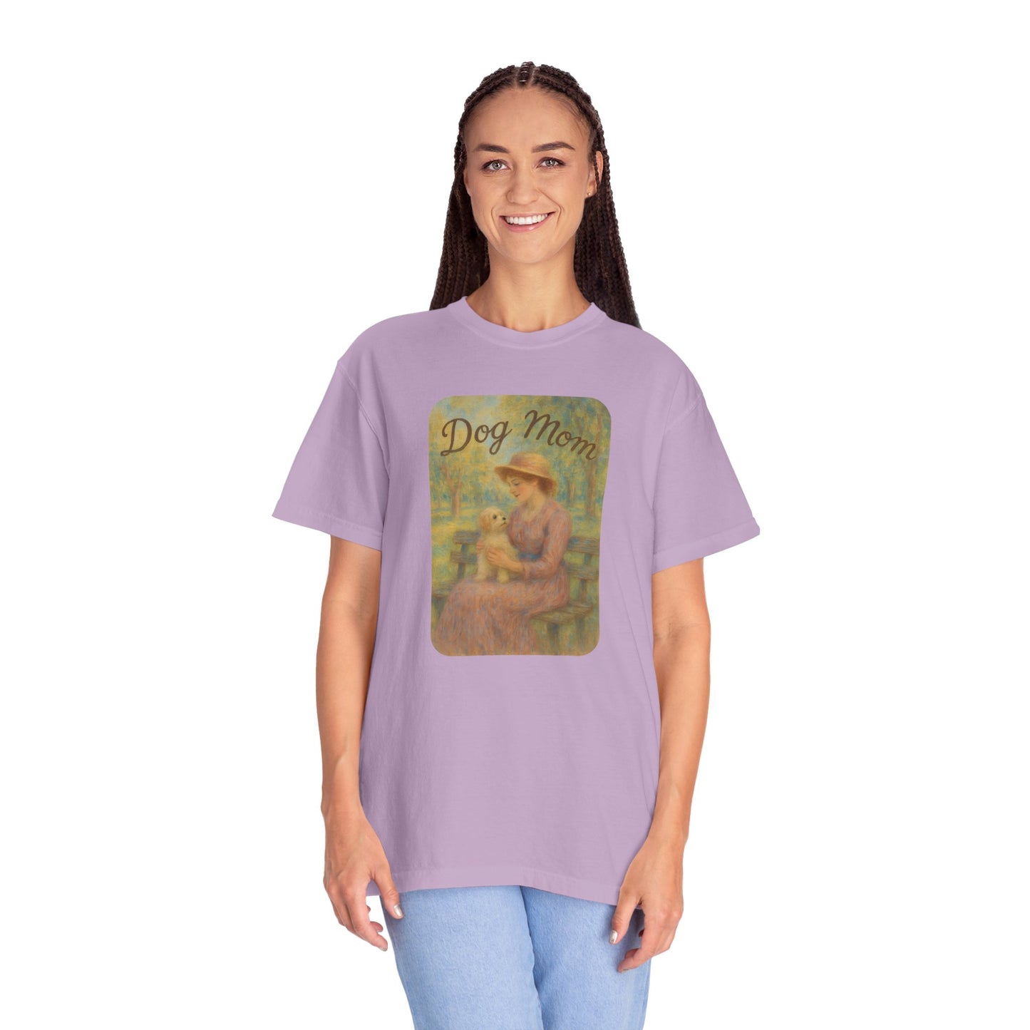 Dog Mom Garment-Dyed T-Shirt - Perfect Gift for Pet Lovers, Casual Wear, Dog Owners, Mother's Day, Dog-Themed Apparel