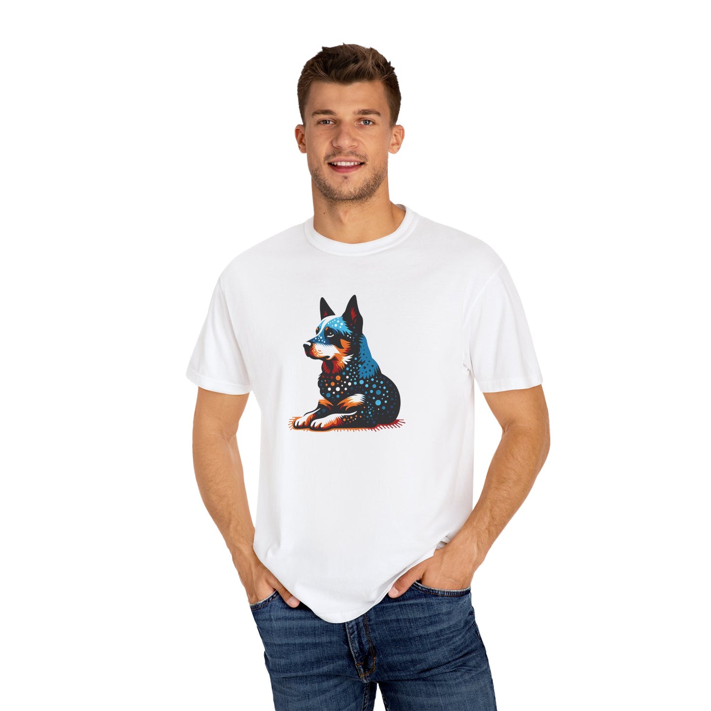 Vintage Blue Heeler Art Unisex Garment-Dyed T-shirt - Pet Lover's Gift