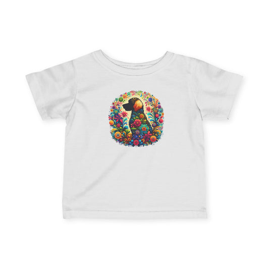 Floral Dog Infant Tee | Cute Baby T-Shirt with Colorful Design