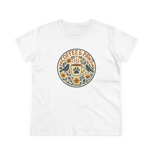Cozy Coffee & Paws Tee, Casual Animal Lover T-Shirt, Gift for Pet Owners, Cute Coffee Shirt, Summer Essentials, Coffee Lover Apparel
