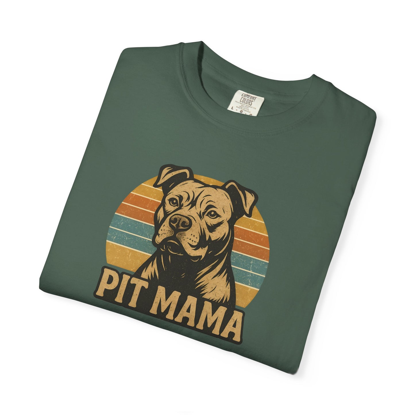 Retro Pit Mama T-Shirt | Garment-Dyed Tee for Dog Lovers | Perfect for Casual Wear, Gifts, Birthdays, Pet Celebrations, Dog Adoption Events