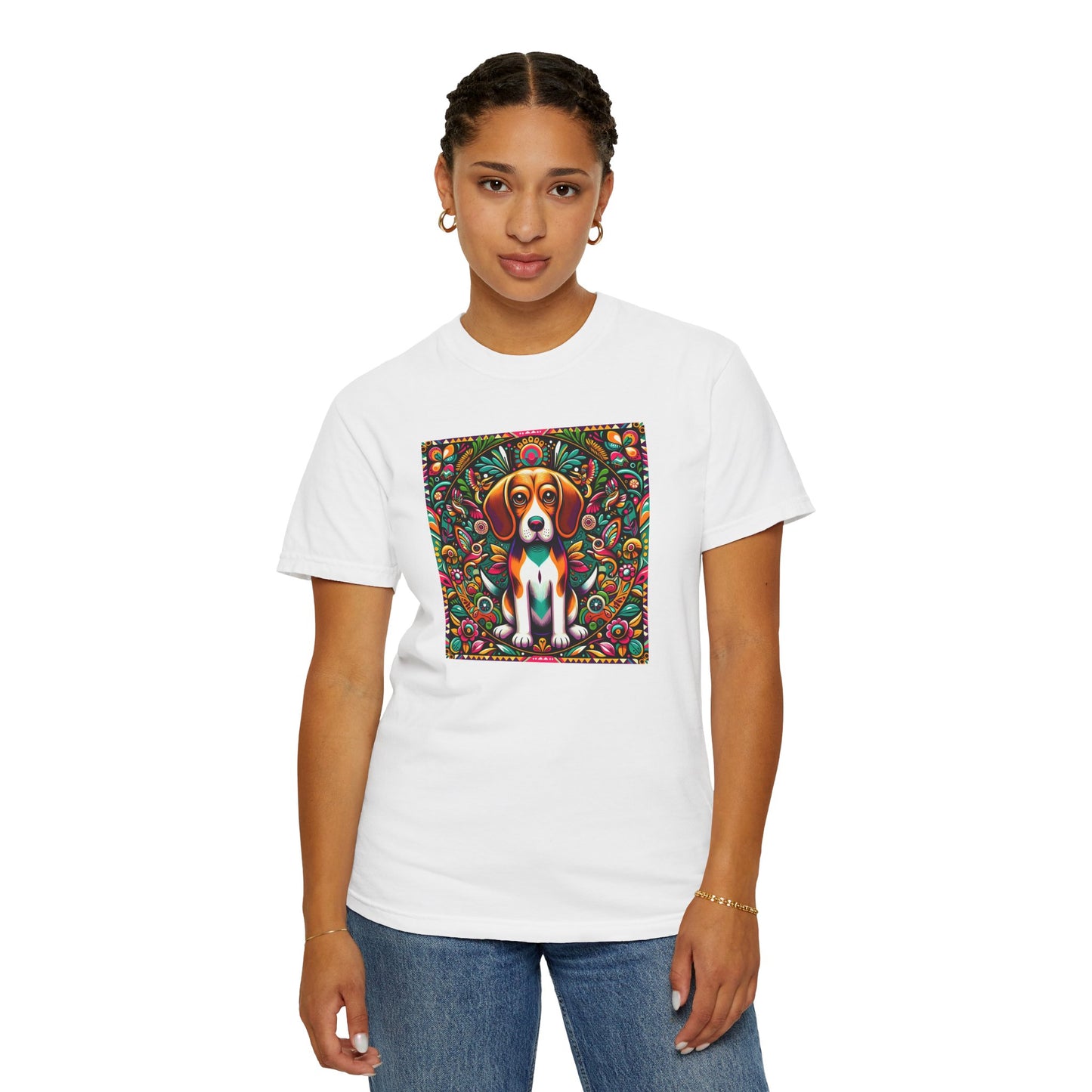 Vibrant Dog Art Unisex Garment-Dyed T-Shirt | Colorful Canine Design