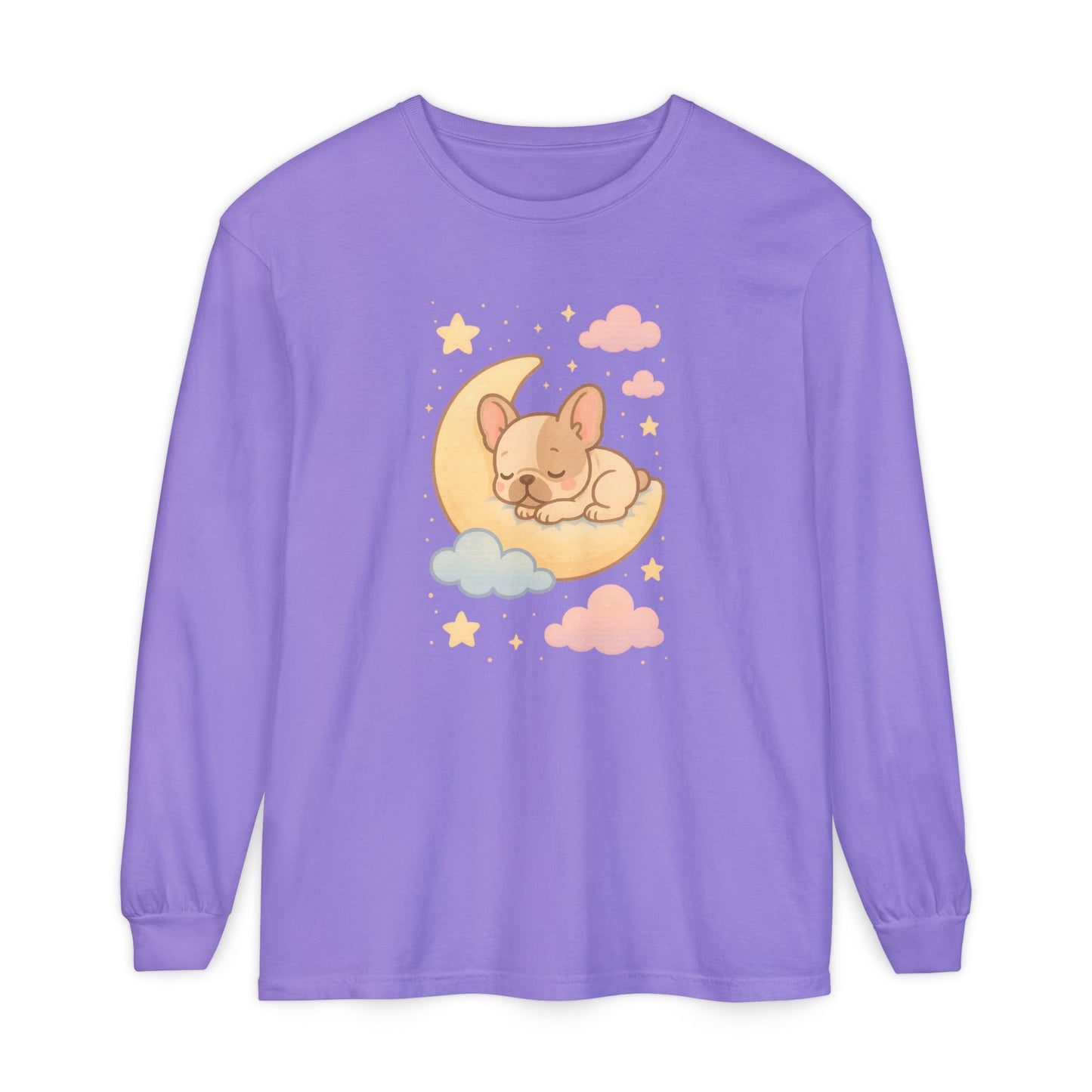Cozy Dog-Themed Long Sleeve T-Shirt for Pet Lovers, Cute Sleepy Dog Shirt, Gift for Dog Moms, Relaxed Style Shirt, Perfect for Fall