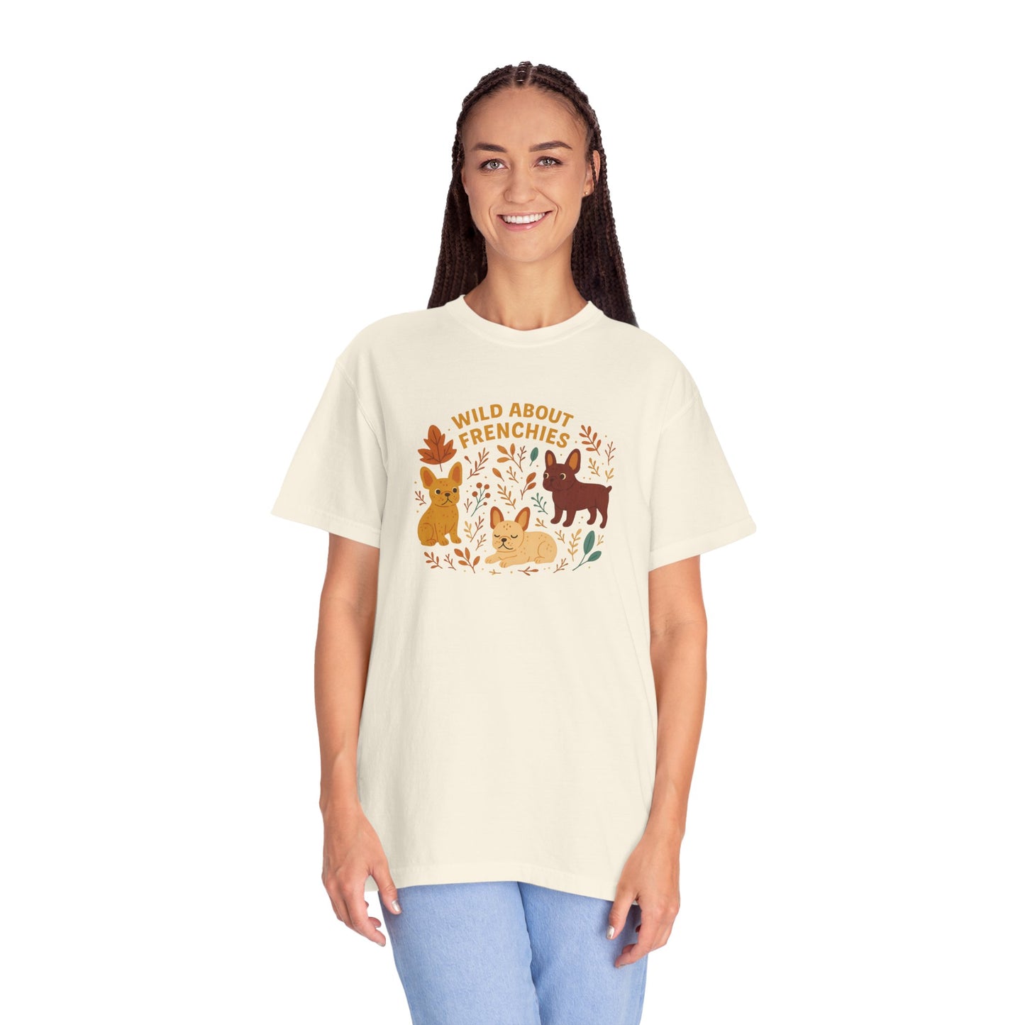 Wild About Frenchies Unisex T-Shirt, Dog Lover Gift, Pet-Themed Tee, Casual Wear, Gift for French Bulldog Owners