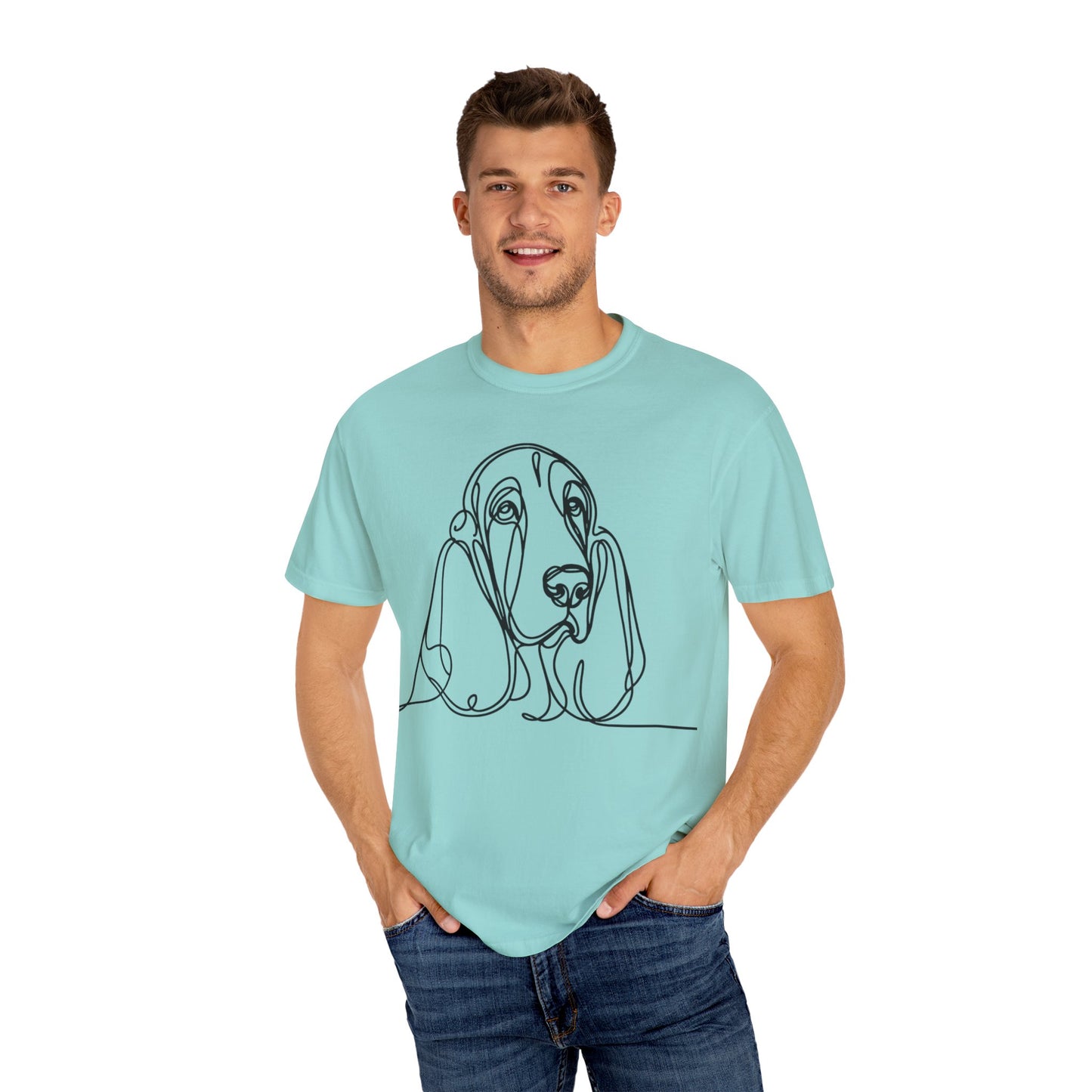 Basset Hound Line Art T-Shirt | Unisex Garment-Dyed Tee