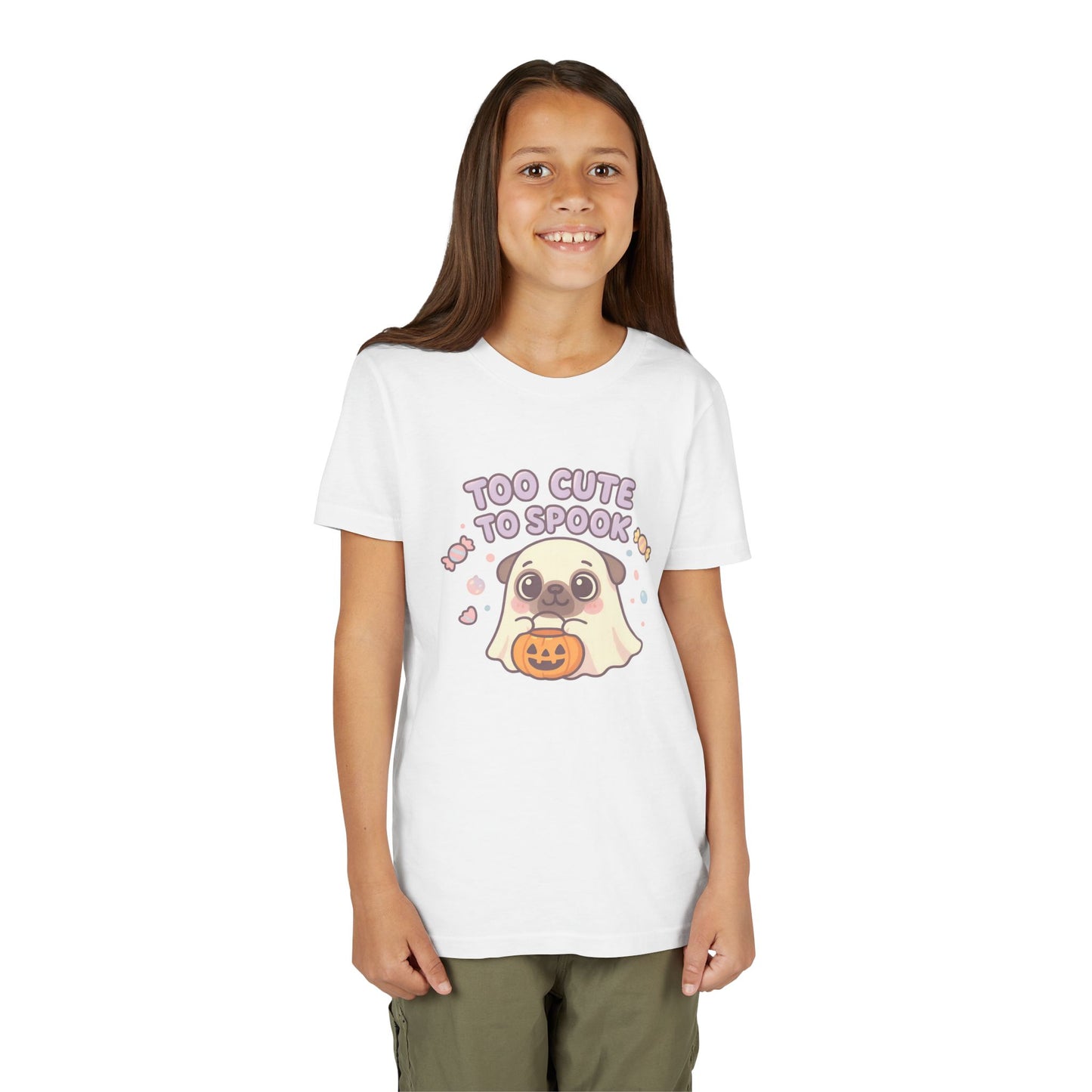 Cute Halloween Ghost Youth Tee, Spooky Shirt for Kids, Halloween Apparel, Trick or Treat T-Shirt, Funny Kids' Shirt