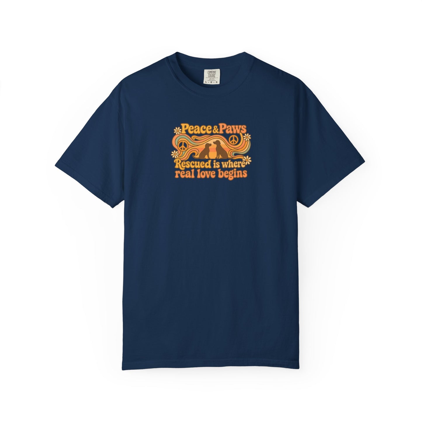 Peace & Paws T-Shirt, Vintage Style Tee