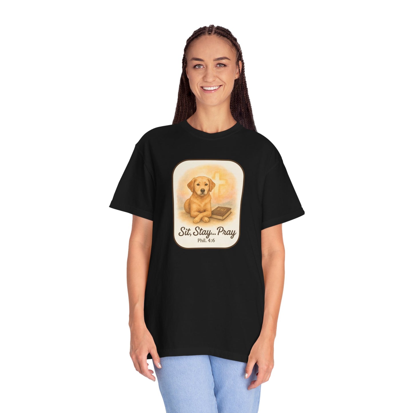 Faith-Inspired Dog Lovers T-Shirt, Unisex Tee, Gift for Pet Owners, Friendship Apparel, Casual Church Wear, Stay Pray Dog Design