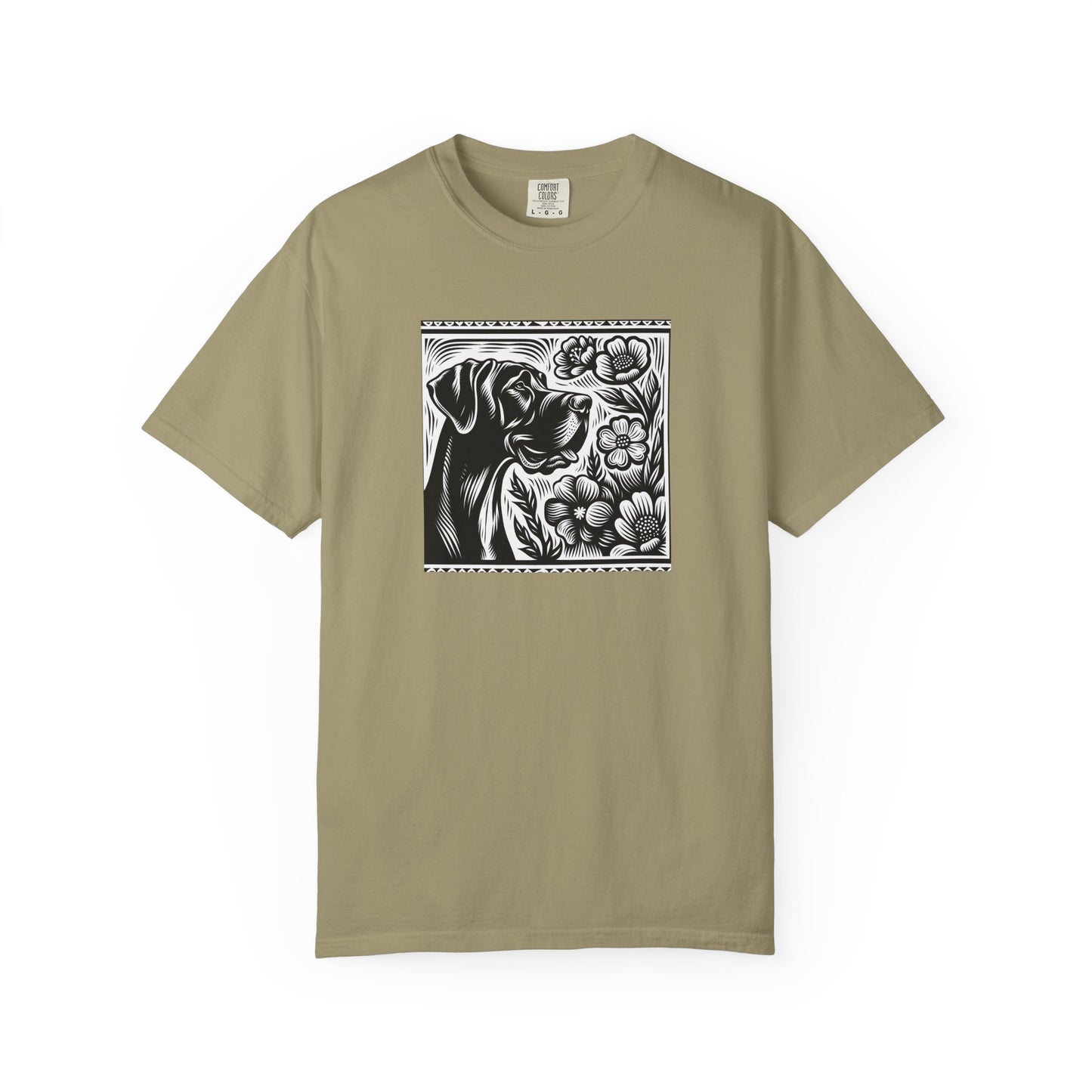 Great Dane Dog Lover's Floral Print T-Shirt | Unisex Garment-Dyed Tee