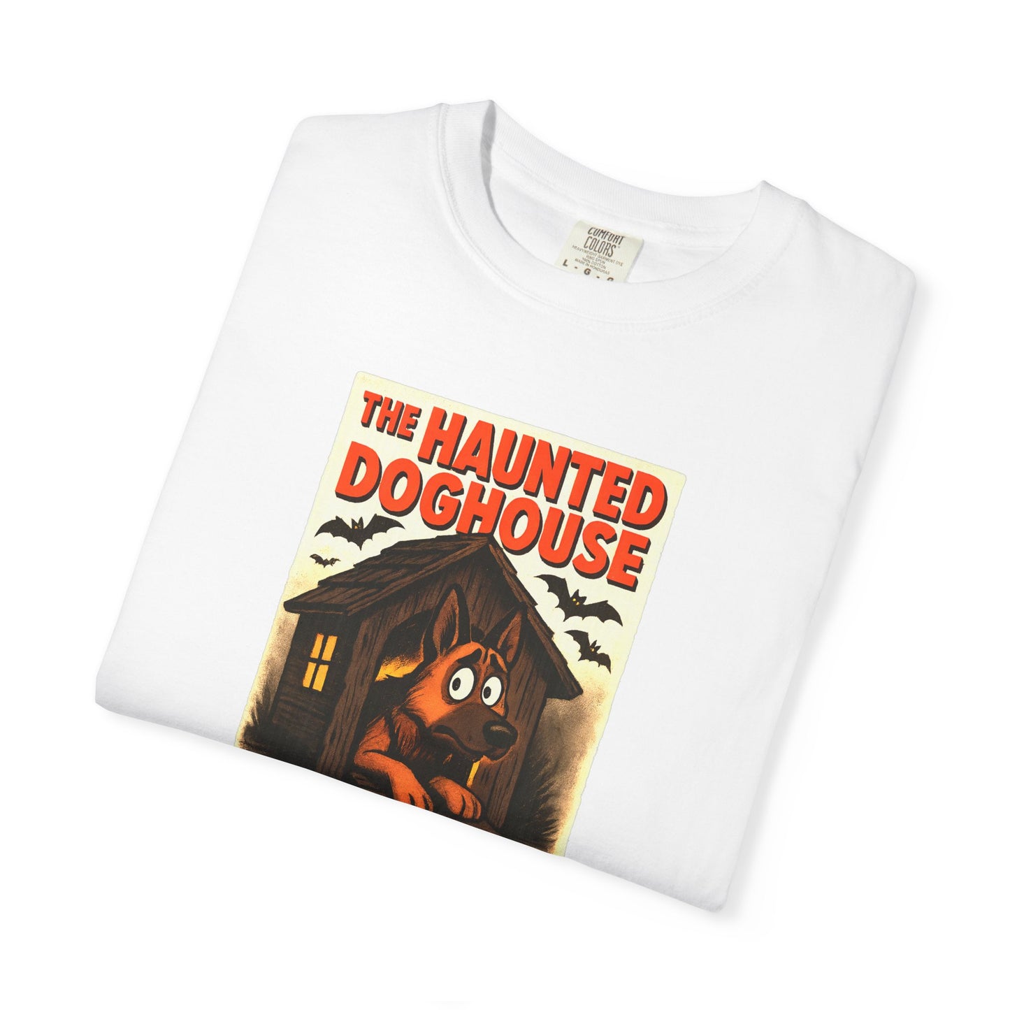 Haunted Doghouse Unisex T-Shirt, Halloween Tees, Dog Lover Shirt, Spooky Graphic Tee, Fun Casual Wear